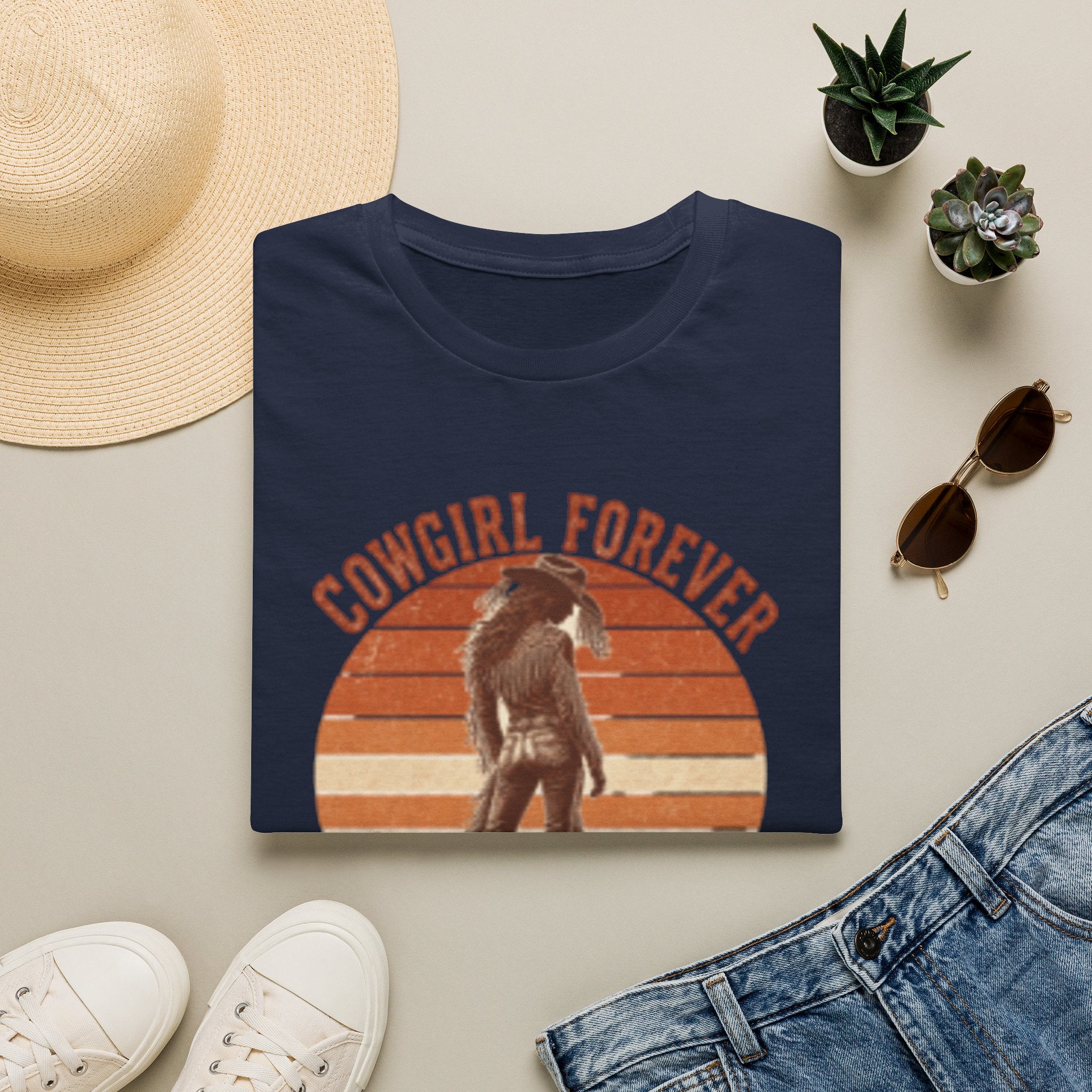 Cowgirl Forever T‑Shirt — Retro Sunset Western Graphic Tee