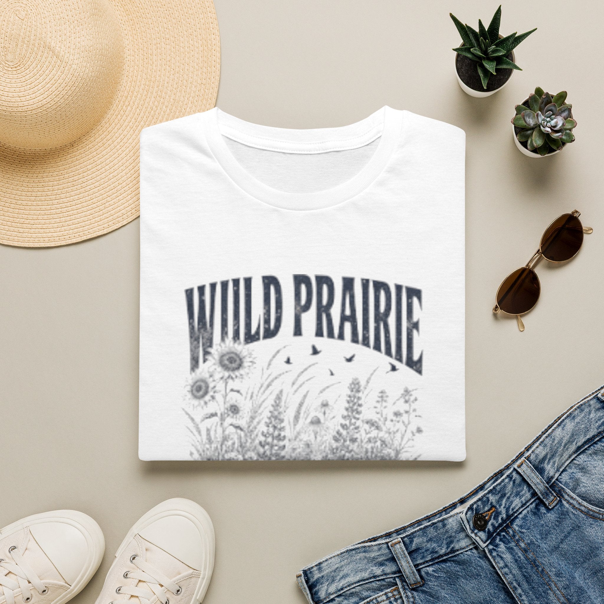 Wild Prairie T-Shirt — 'Where the Heart Roams Free' Floral Nature Graphic Tee