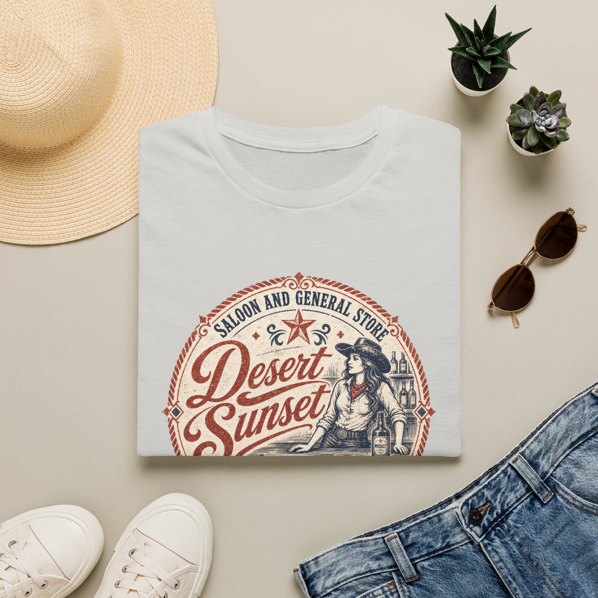 Desert Sunset Saloon T-Shirt — Vintage Western Cowgirl Graphic Tee
