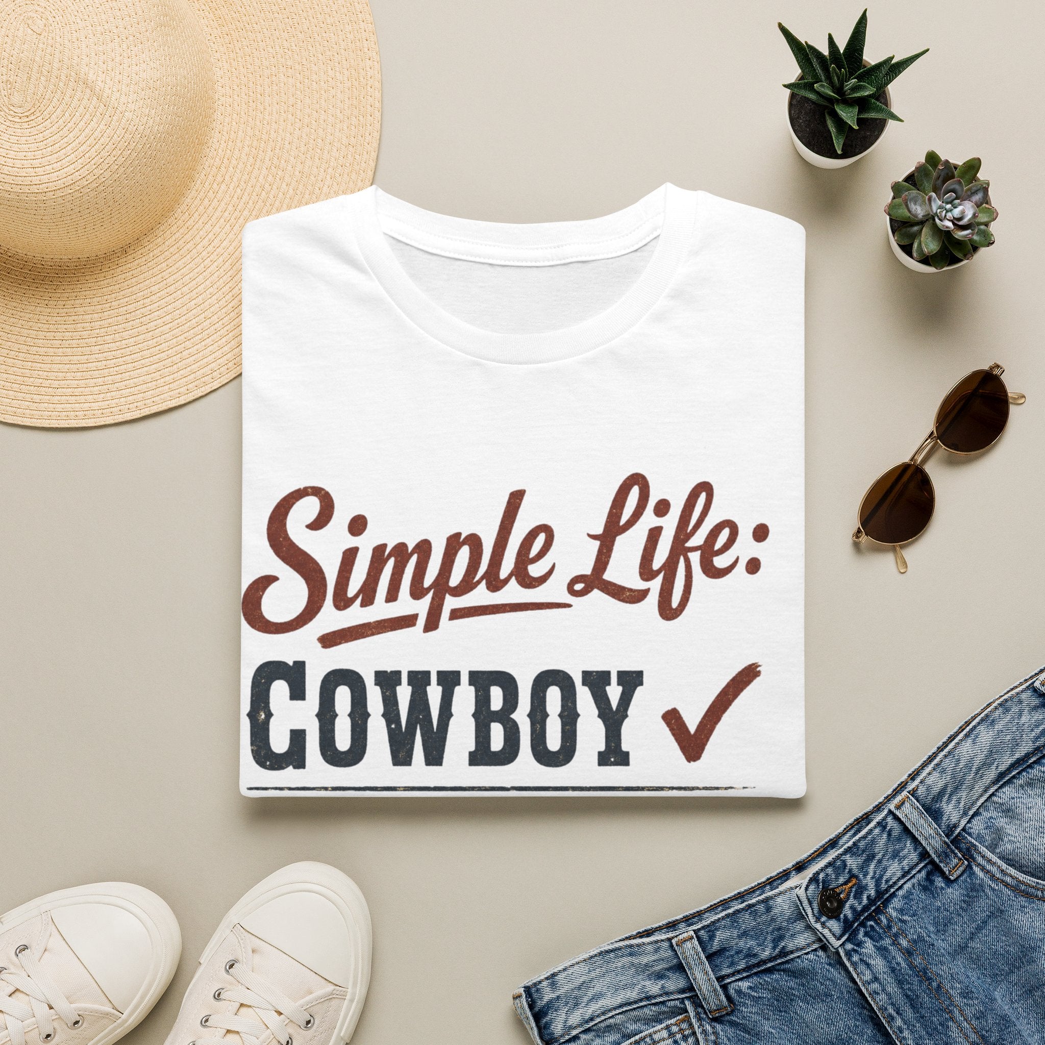 Simple Life: Cowboy T-Shirt — Graphic Western Tee for Ranchers & Country Lovers