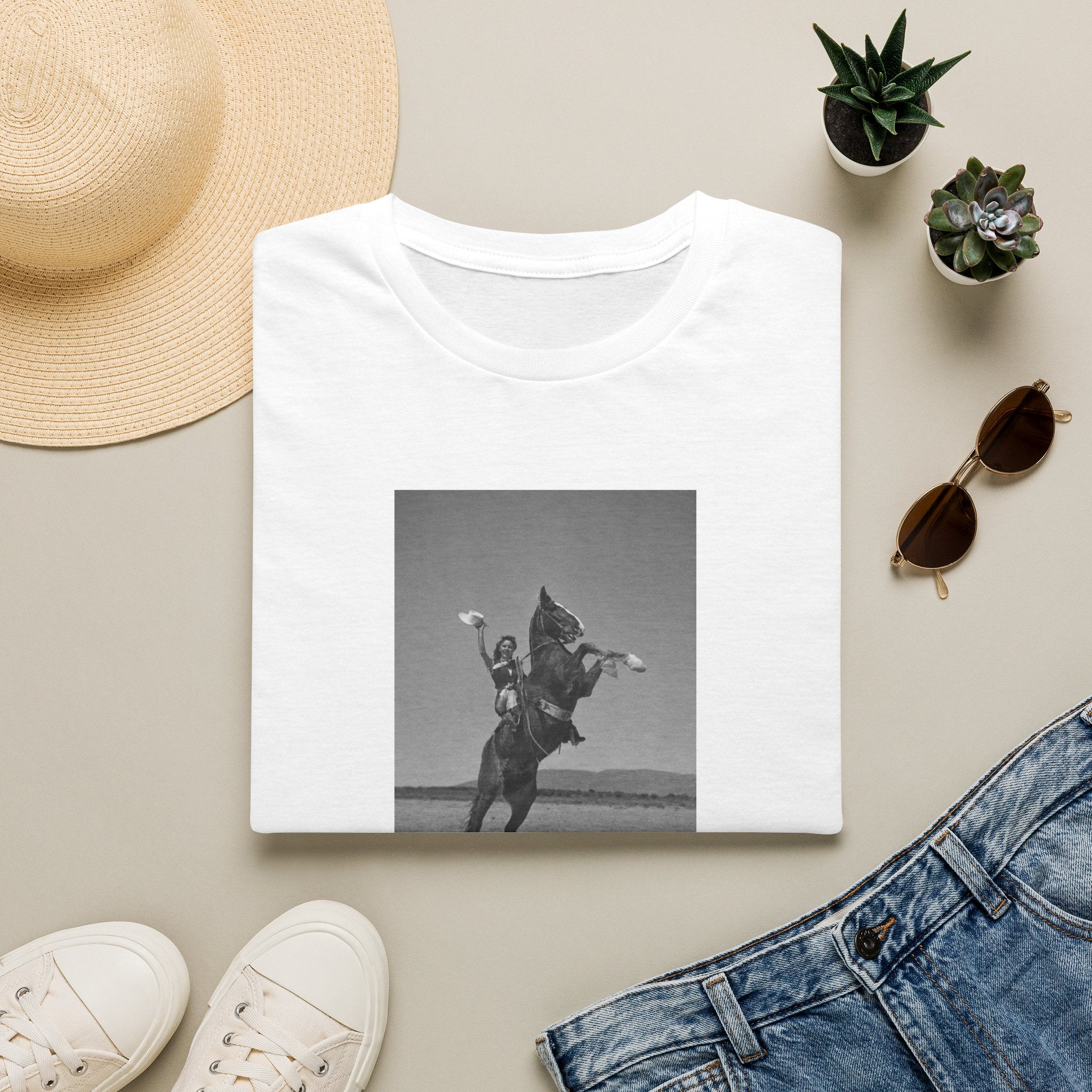 Vintage Rodeo Cowboy Photo T-Shirt — Black & White Western Graphic