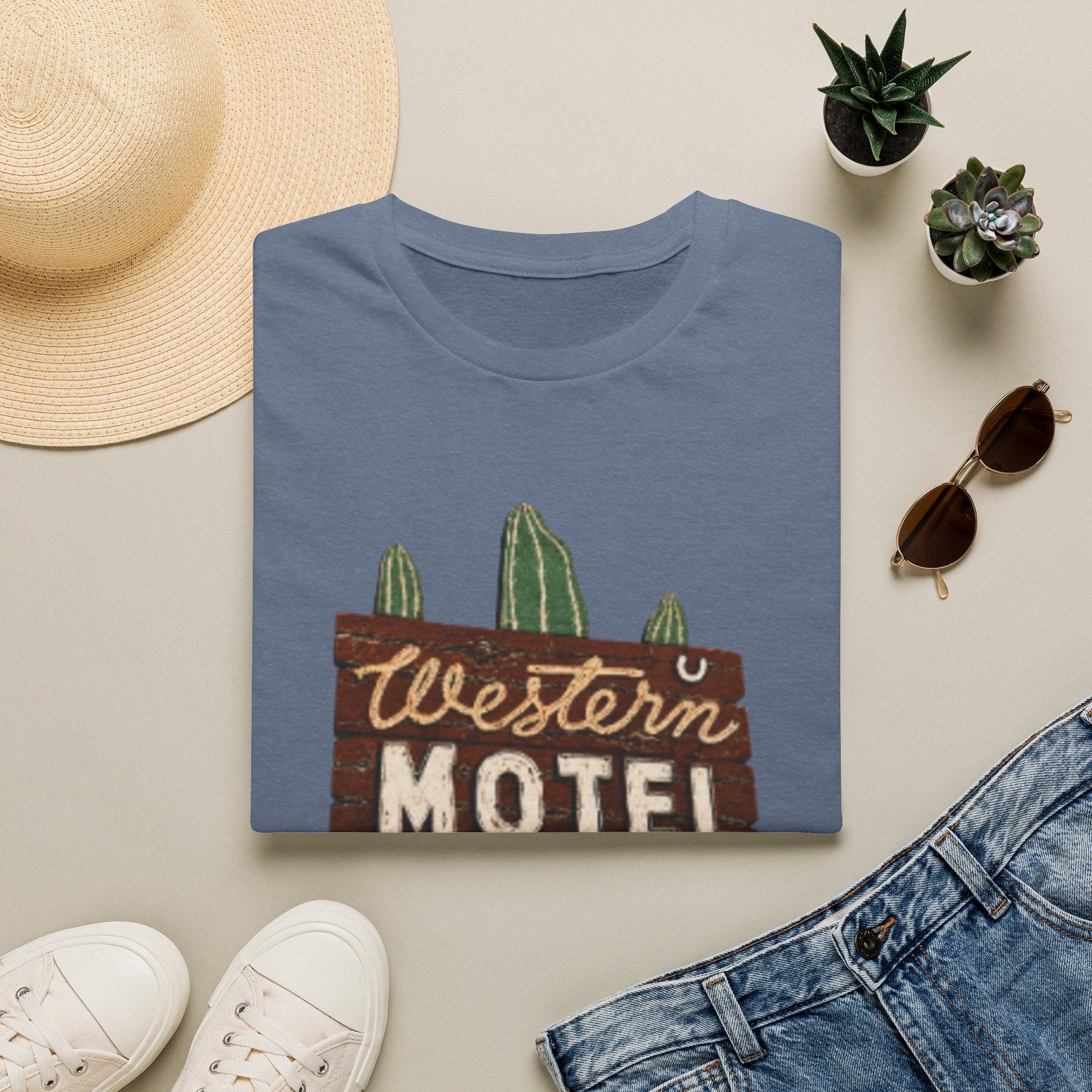 Western Motel Vintage Sign T-Shirt — Desert Cactus Roadtrip Tee