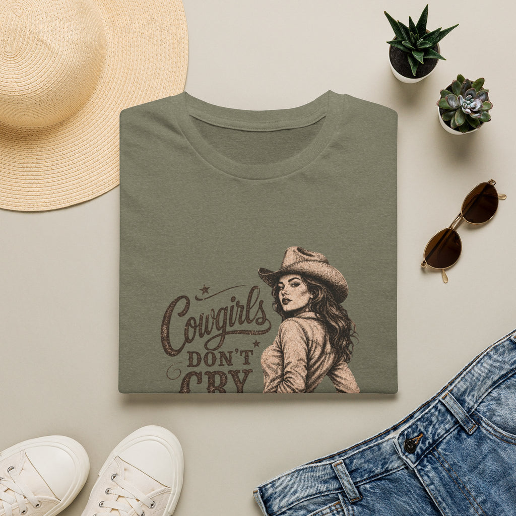 Cowgirls Don’t Cry Graphic Tee — Retro Western Cowgirl Shirt