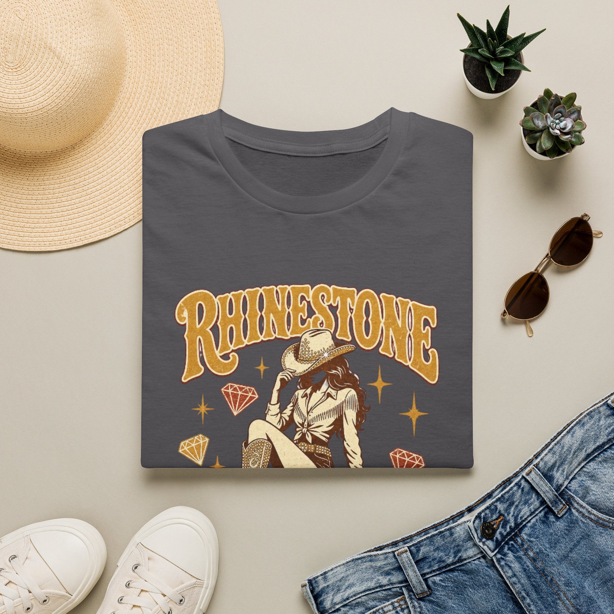 Rhinestone Cowgirl T-Shirt — Vintage Western Sparkle Tee