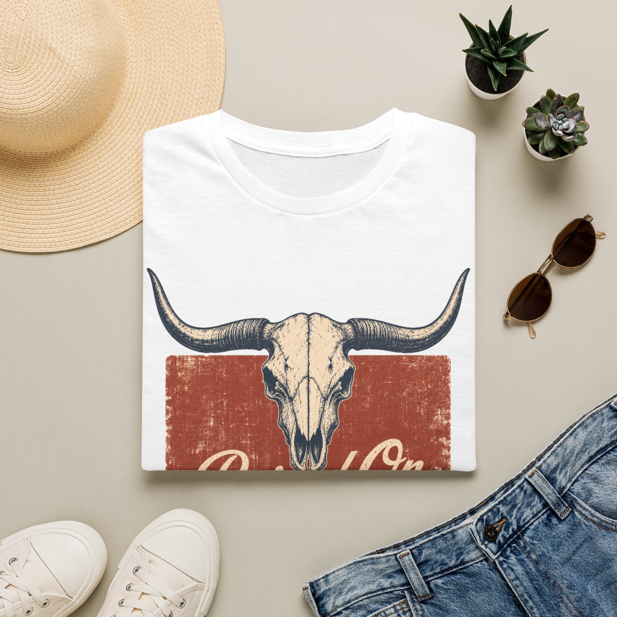 Raised On SOS Country T‑Shirt — Vintage Steer Skull Western Tee