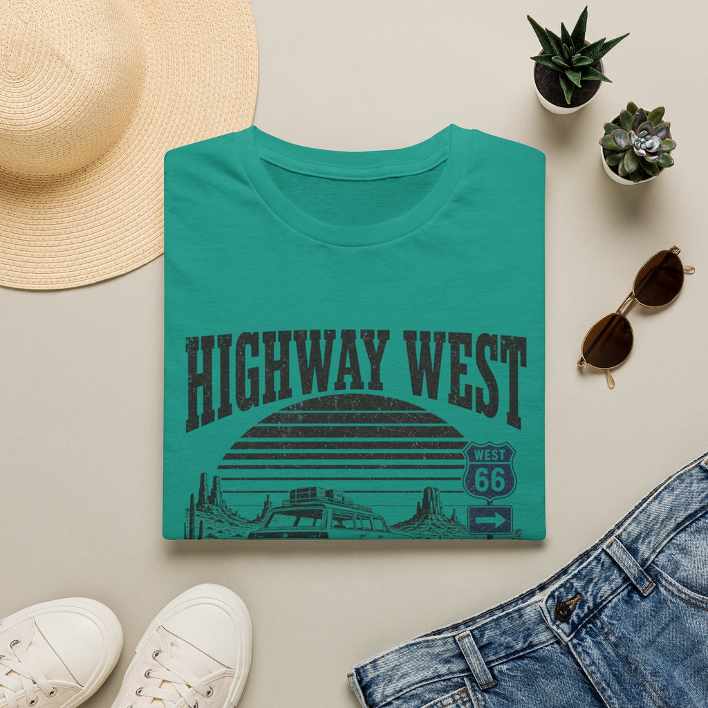 Highway West T-Shirt — 'Miles of Nowhere' Vintage Route 66 Road Trip Tee