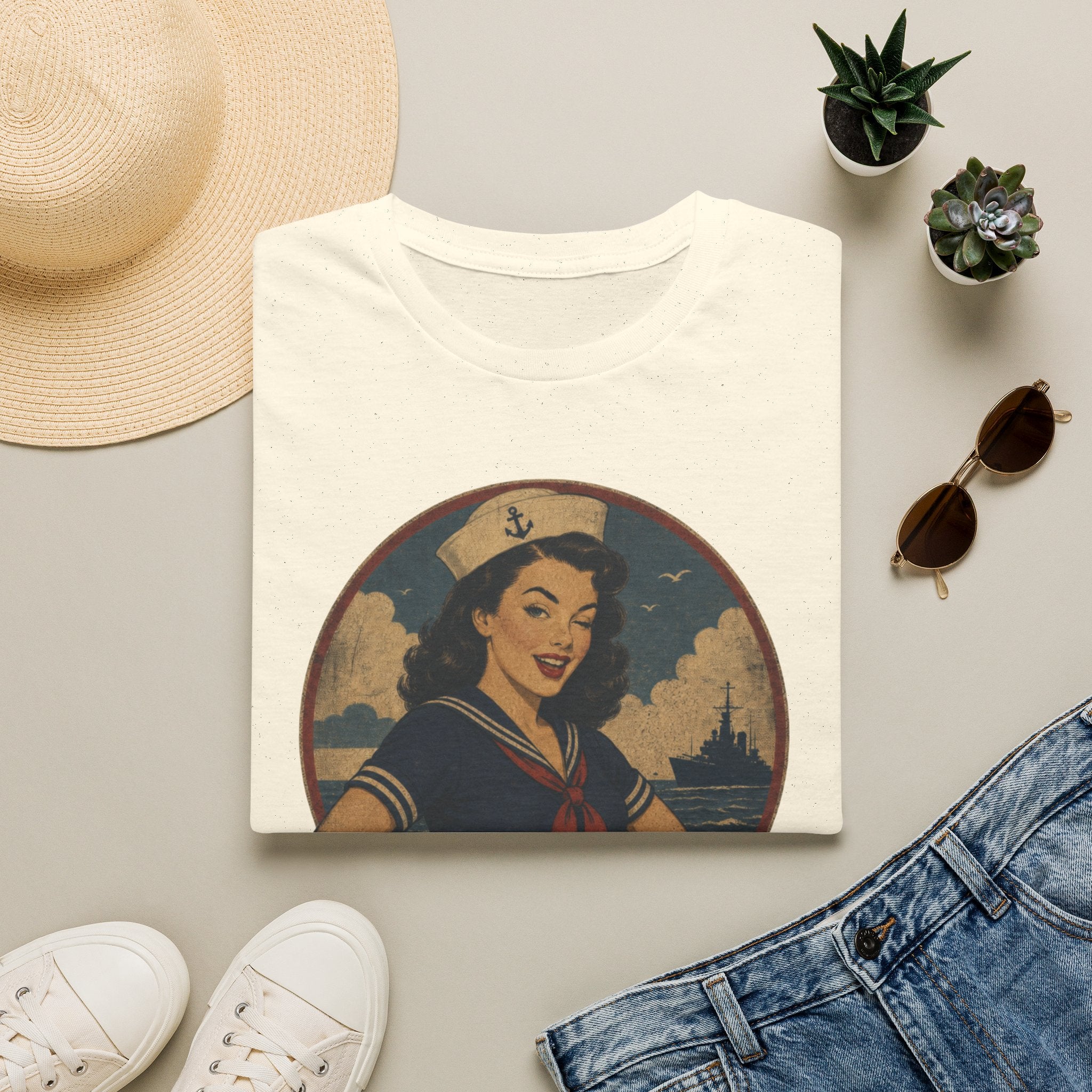 Vintage Sailor Girl T-Shirt — “Swearing Like a Sailor” Retro Tee
