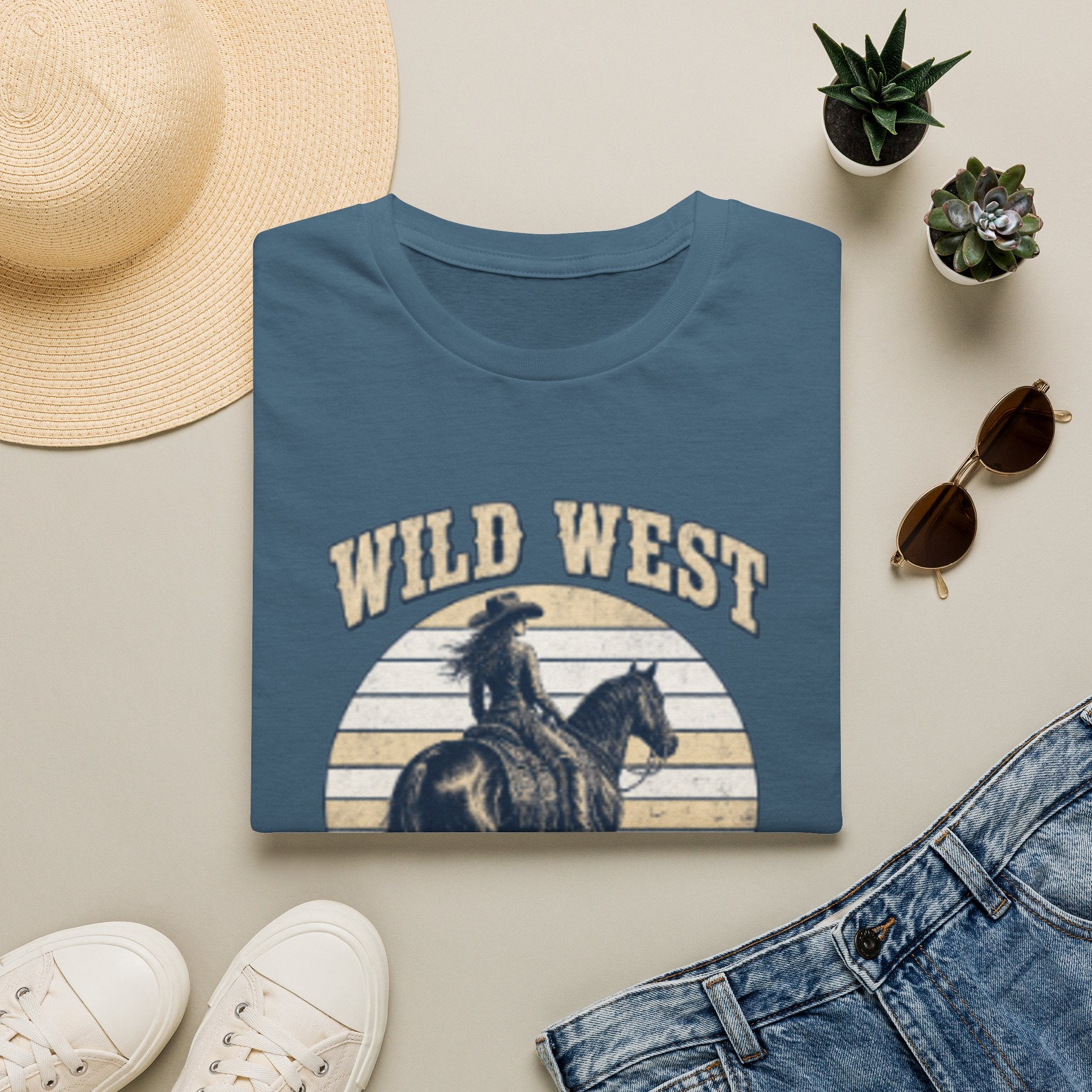 Wild West T-Shirt — Vintage Cowboy 'She Rode' Graphic