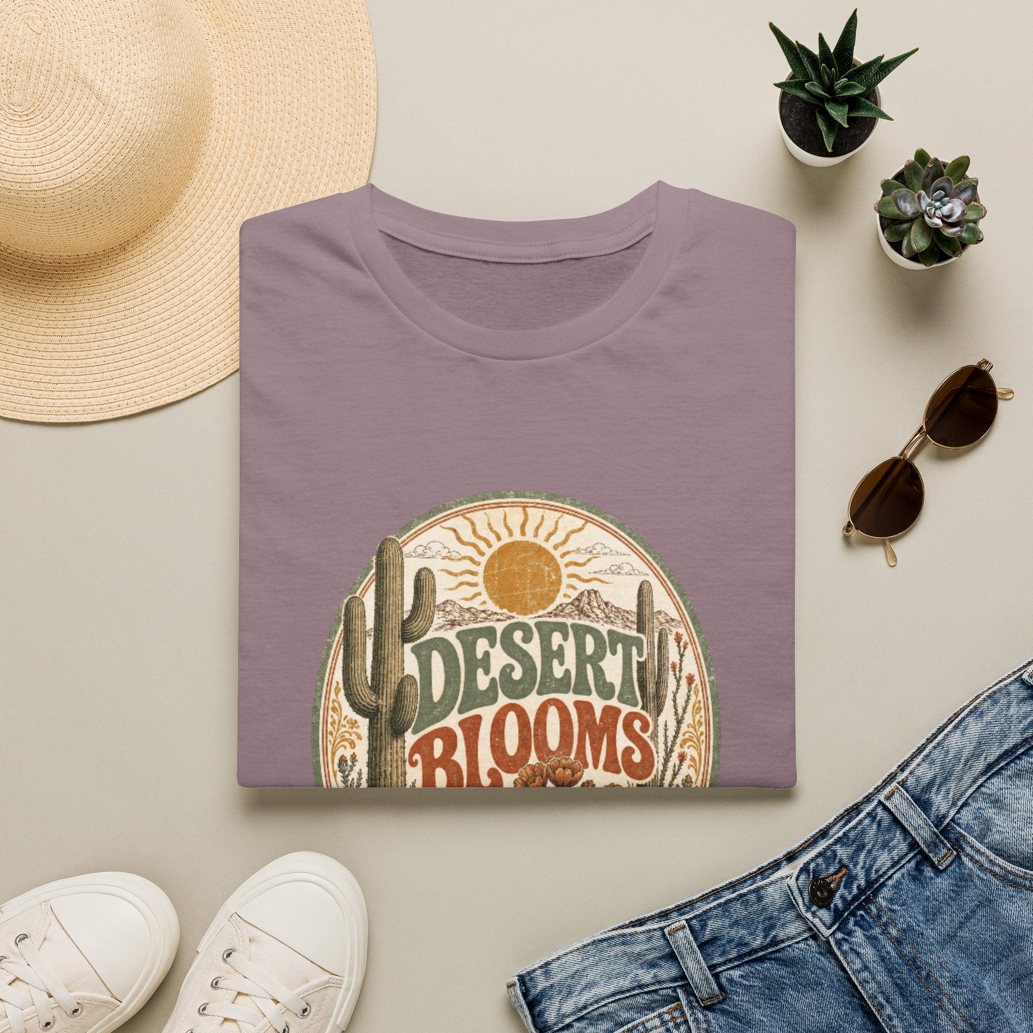 Desert Blooms T-Shirt — Vintage Southwestern Cactus Floral Graphic
