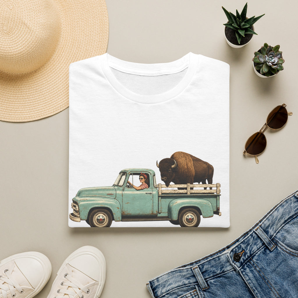 Vintage Truck & Buffalo T-Shirt — Retro Western Road Trip Tee