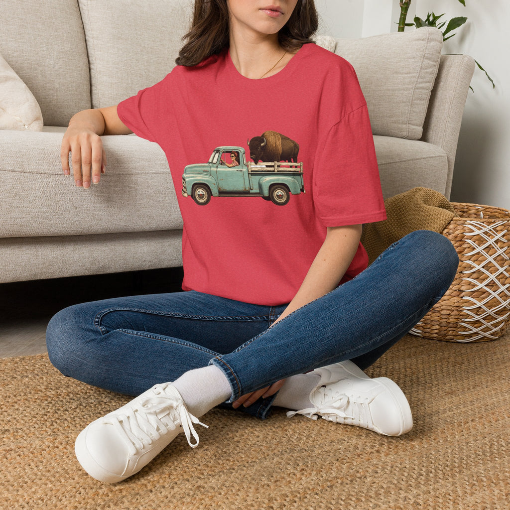 Vintage Truck & Buffalo T-Shirt — Retro Western Road Trip Tee