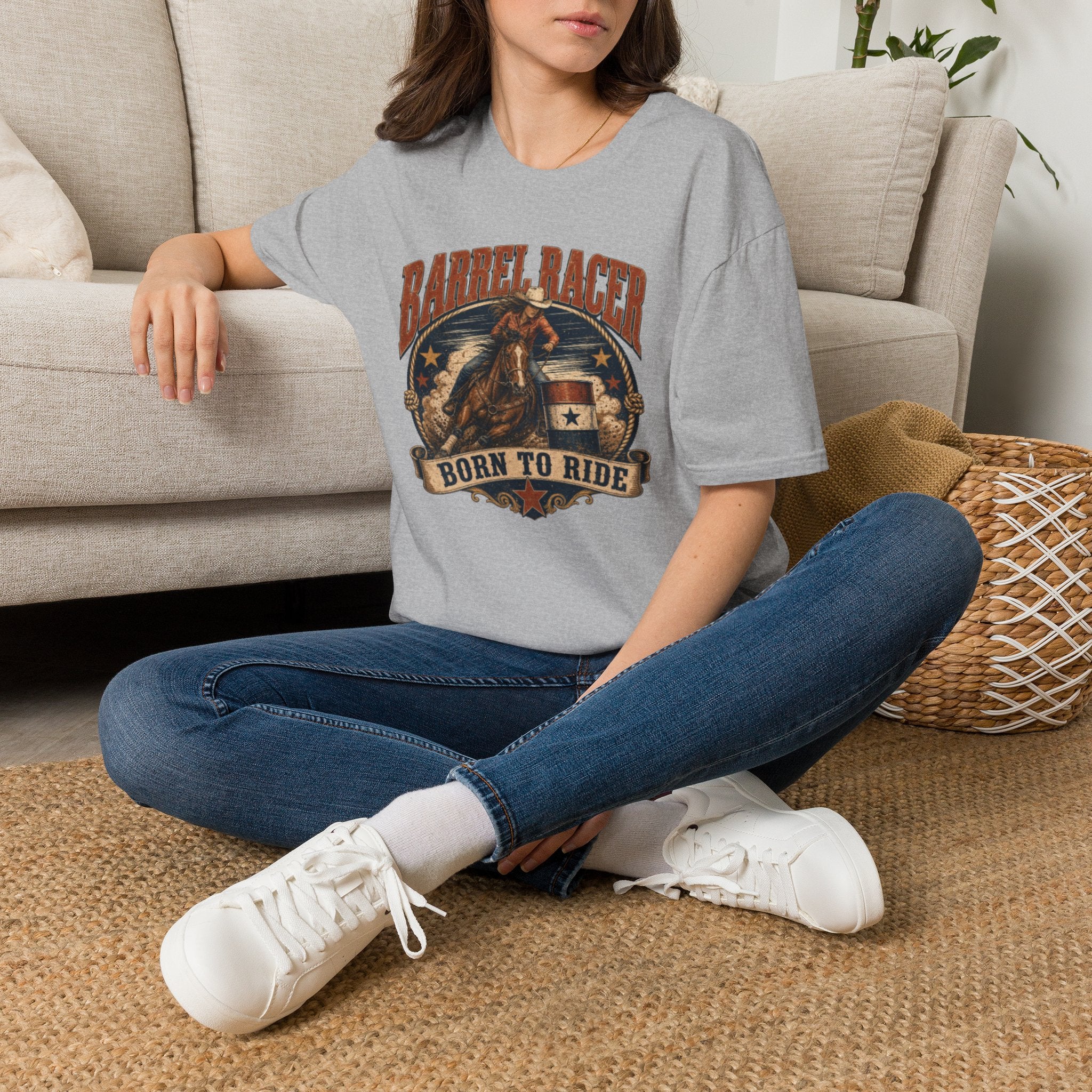 Barrel Racer T-Shirt — Vintage 'Born to Ride' Rodeo Graphic Tee