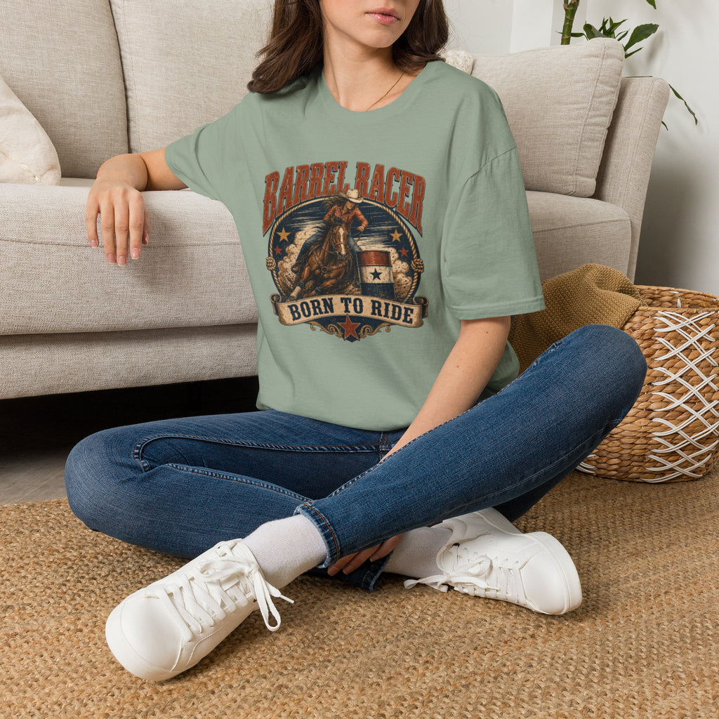 Barrel Racer T-Shirt — Vintage 'Born to Ride' Rodeo Graphic Tee
