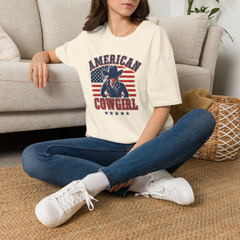 American Cowgirl T-Shirt — Vintage Flag Western Tee