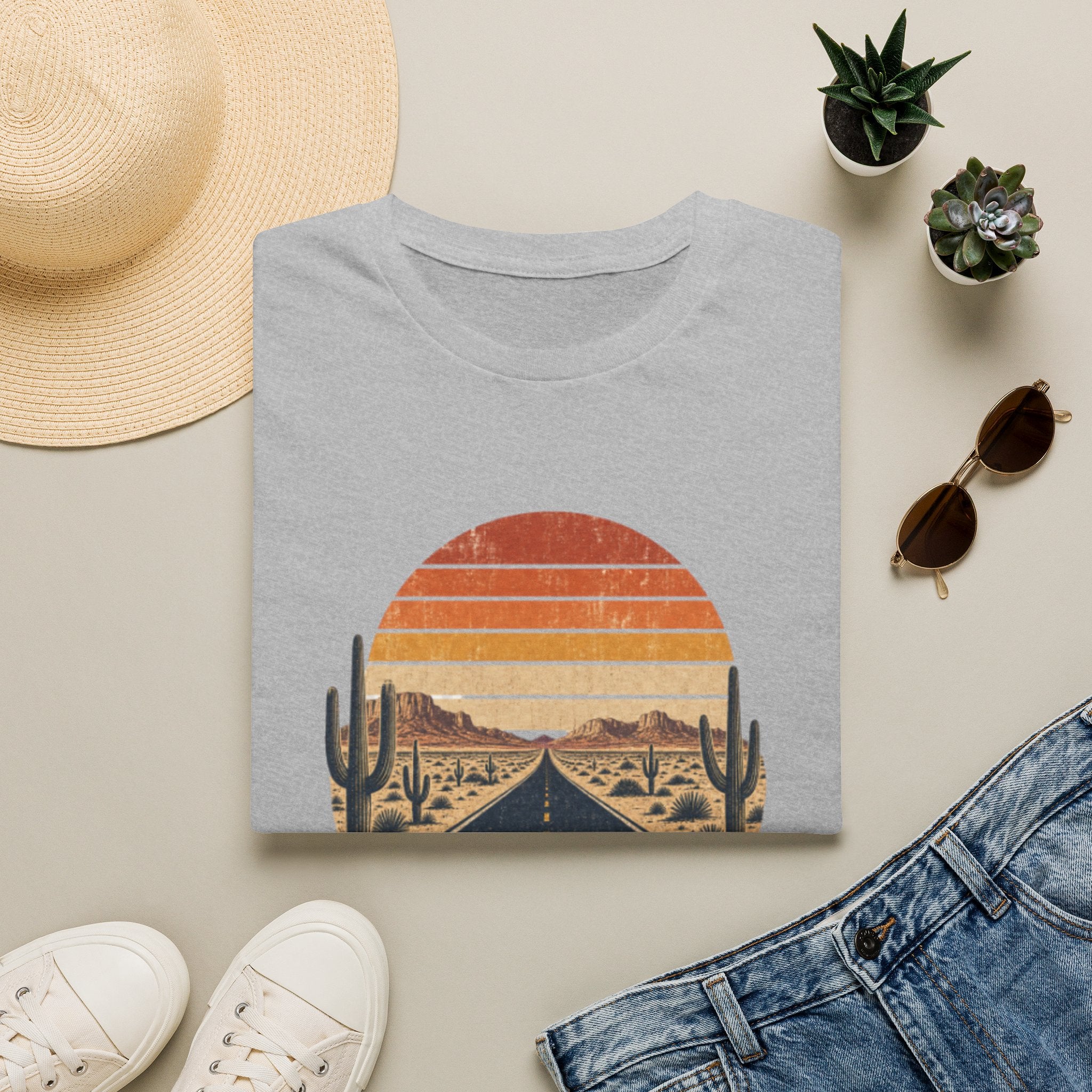 Road Trip T‑Shirt — 'Nowhere and Everywhere' Vintage Desert Sunset Tee