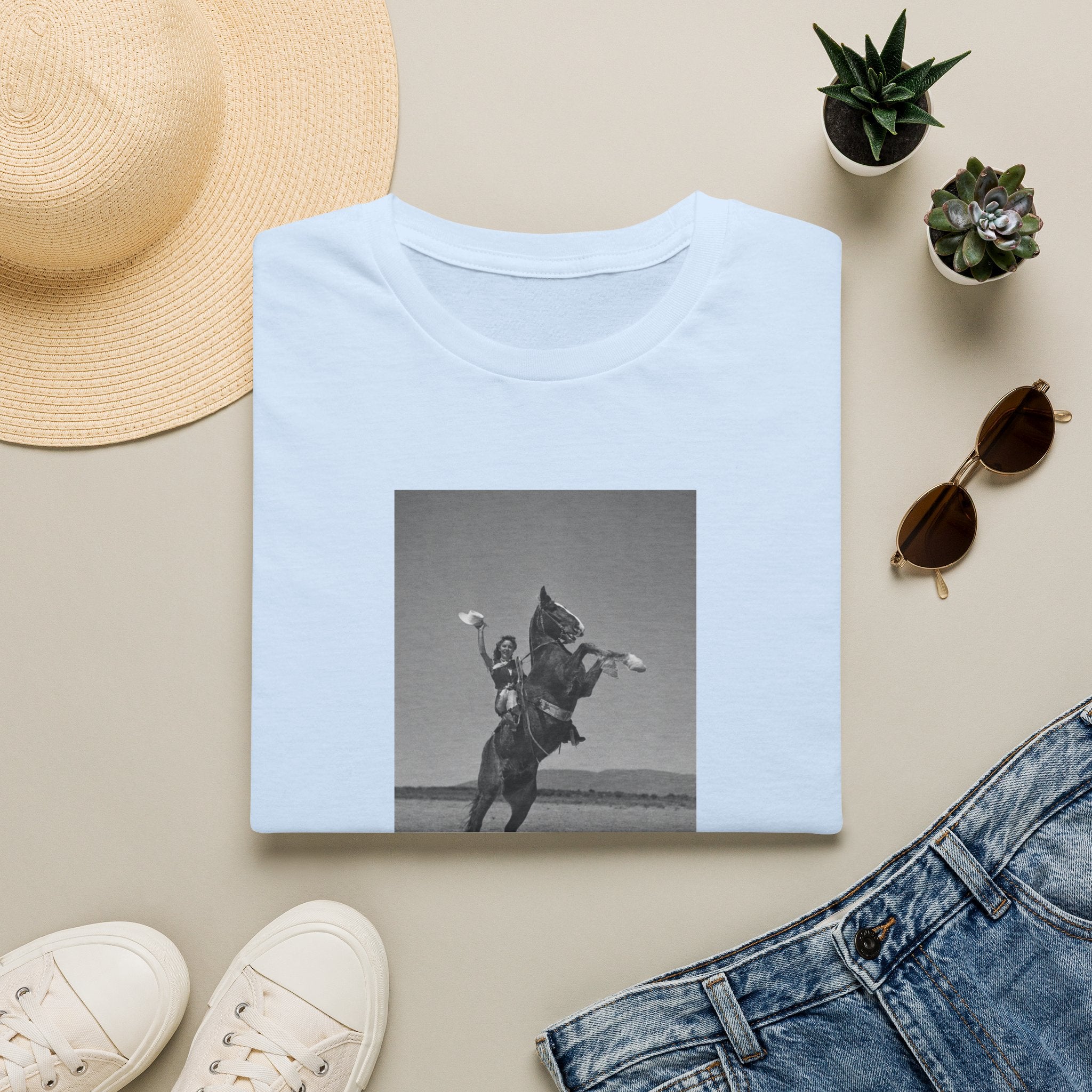 Vintage Rodeo Cowboy Photo T-Shirt — Black & White Western Graphic