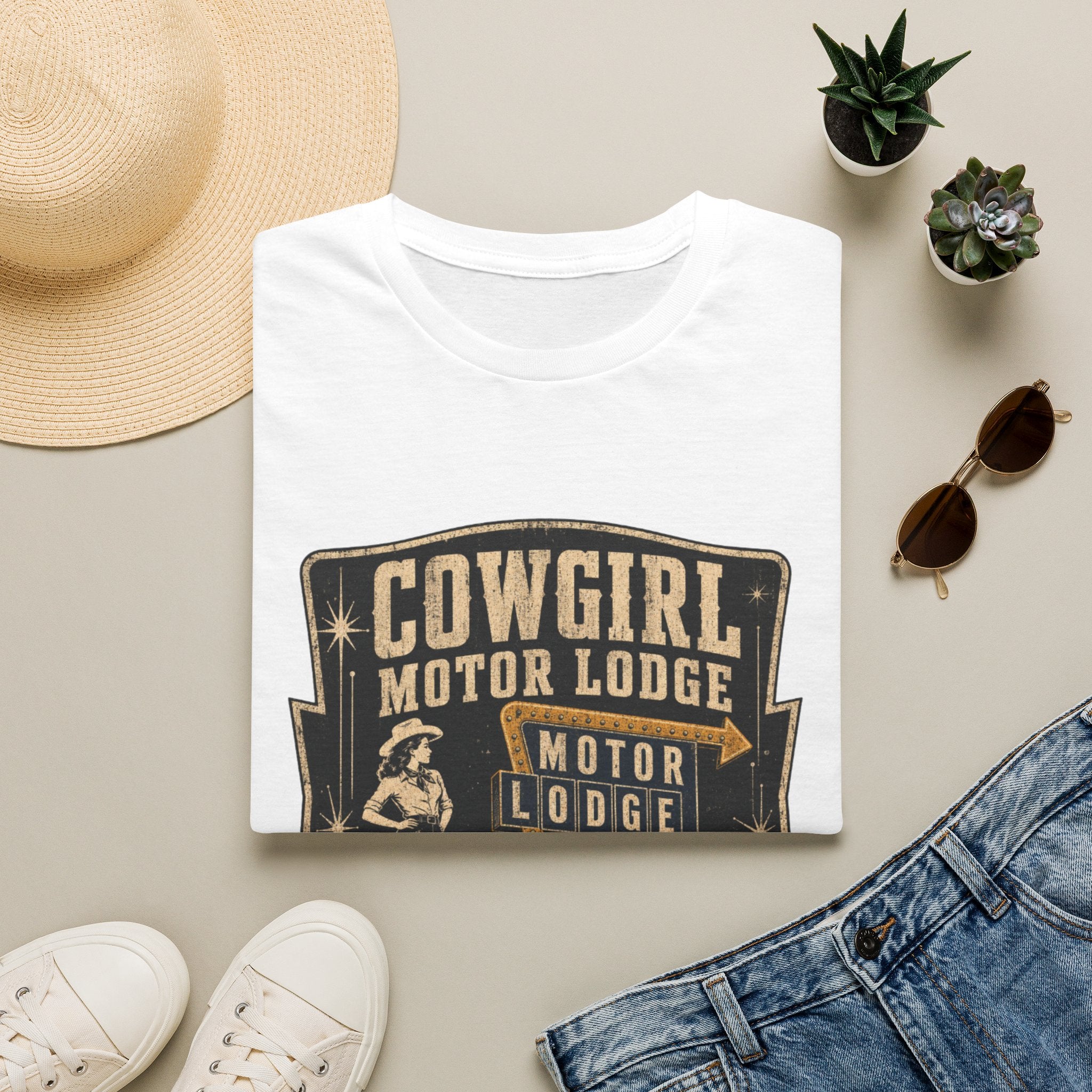 Cowgirl Motor Lodge Vintage Graphic T‑Shirt — Retro Western Travel Tee