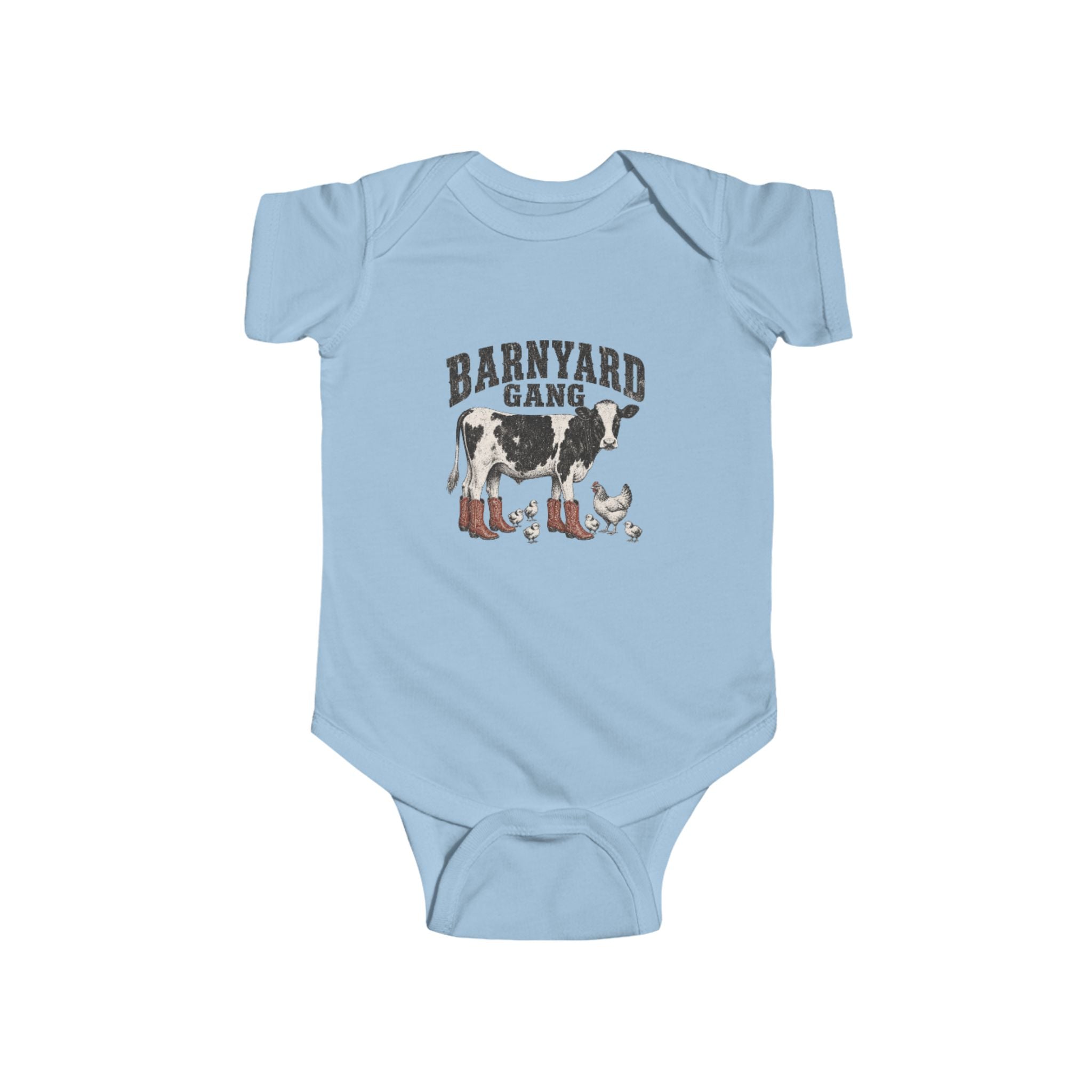 Barnyard Gang Infant Bodysuit — Cute Farm Cow Baby Onesie