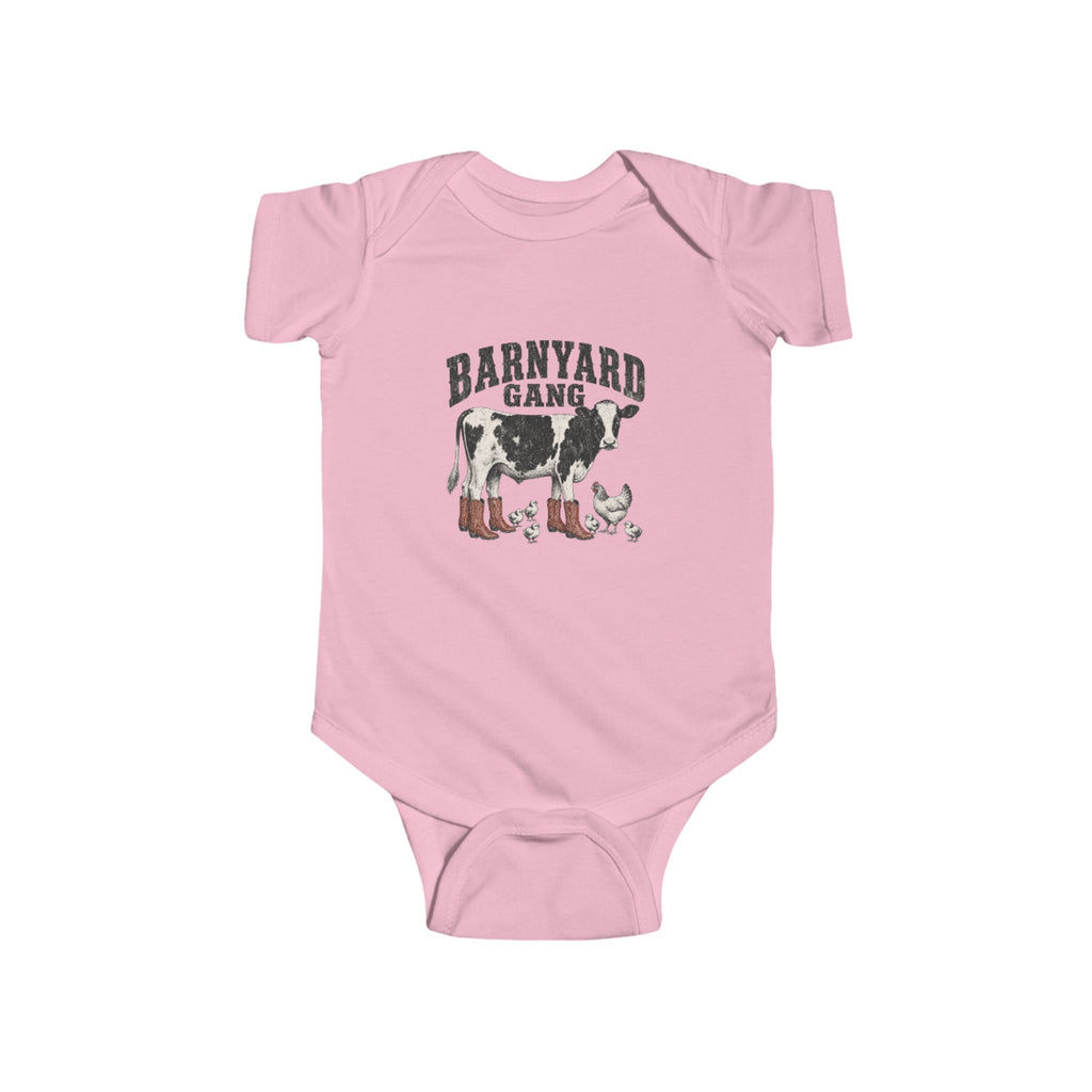 Barnyard Gang Infant Bodysuit — Cute Farm Cow Baby Onesie