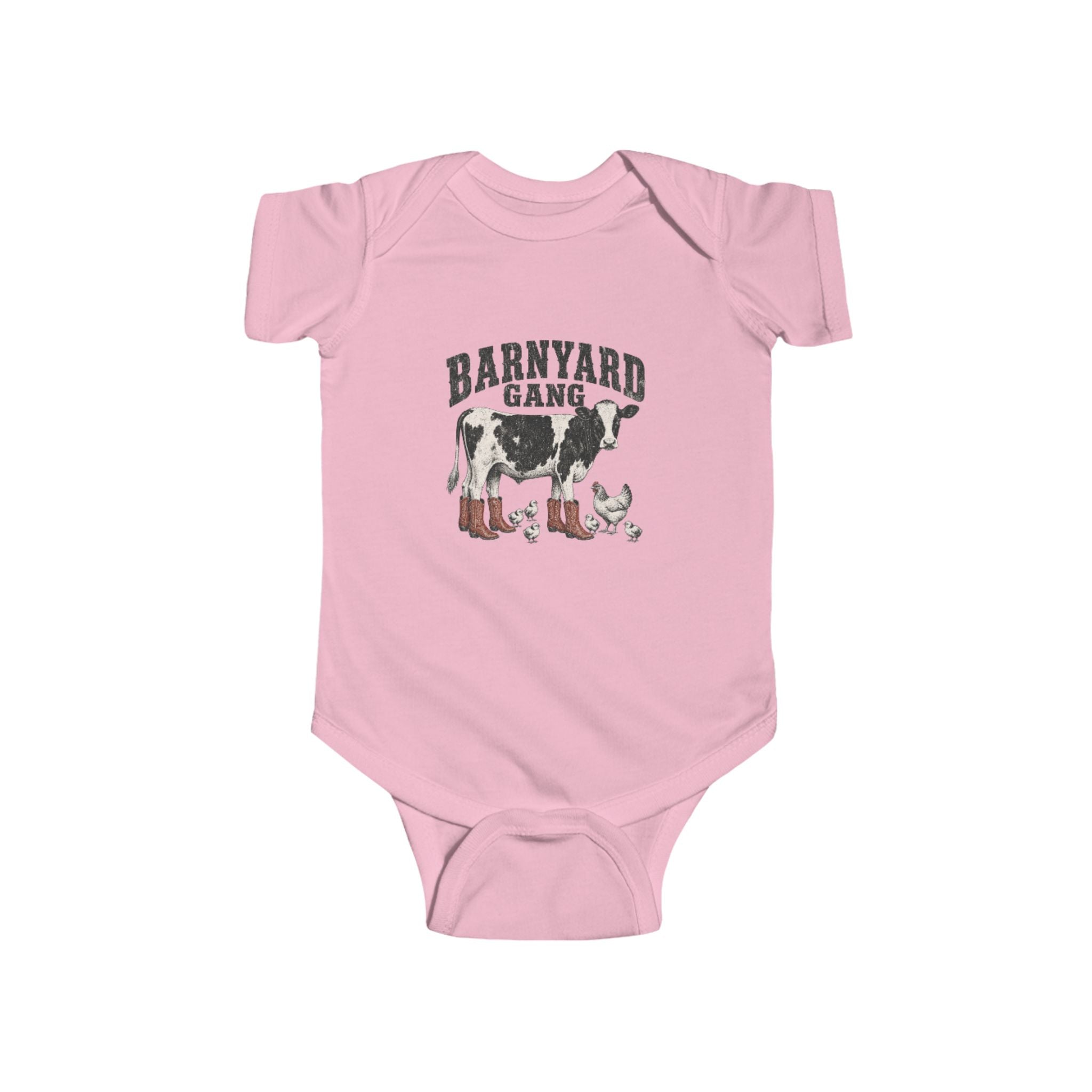 Barnyard Gang Infant Bodysuit — Cute Farm Cow Baby Onesie