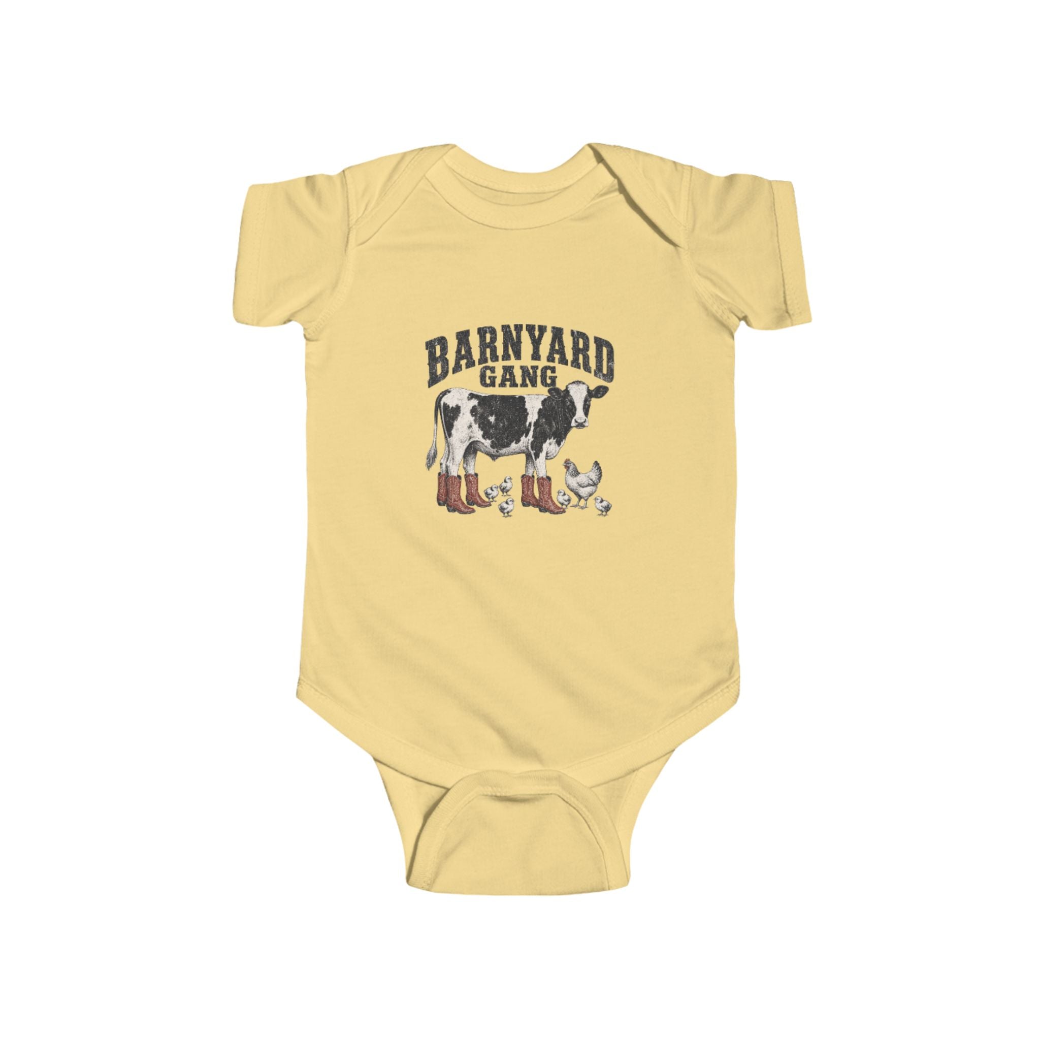 Barnyard Gang Infant Bodysuit — Cute Farm Cow Baby Onesie