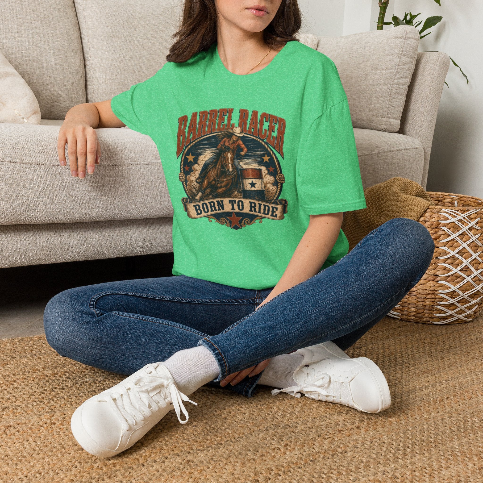 Barrel Racer T-Shirt — Vintage 'Born to Ride' Rodeo Graphic Tee