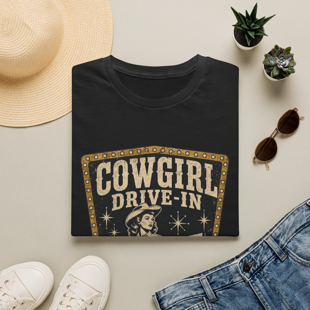 Cowgirl Drive-In Vintage T-Shirt — Retro Western Graphic Tee ("Cowgirl Drive-In Open Since 1955")