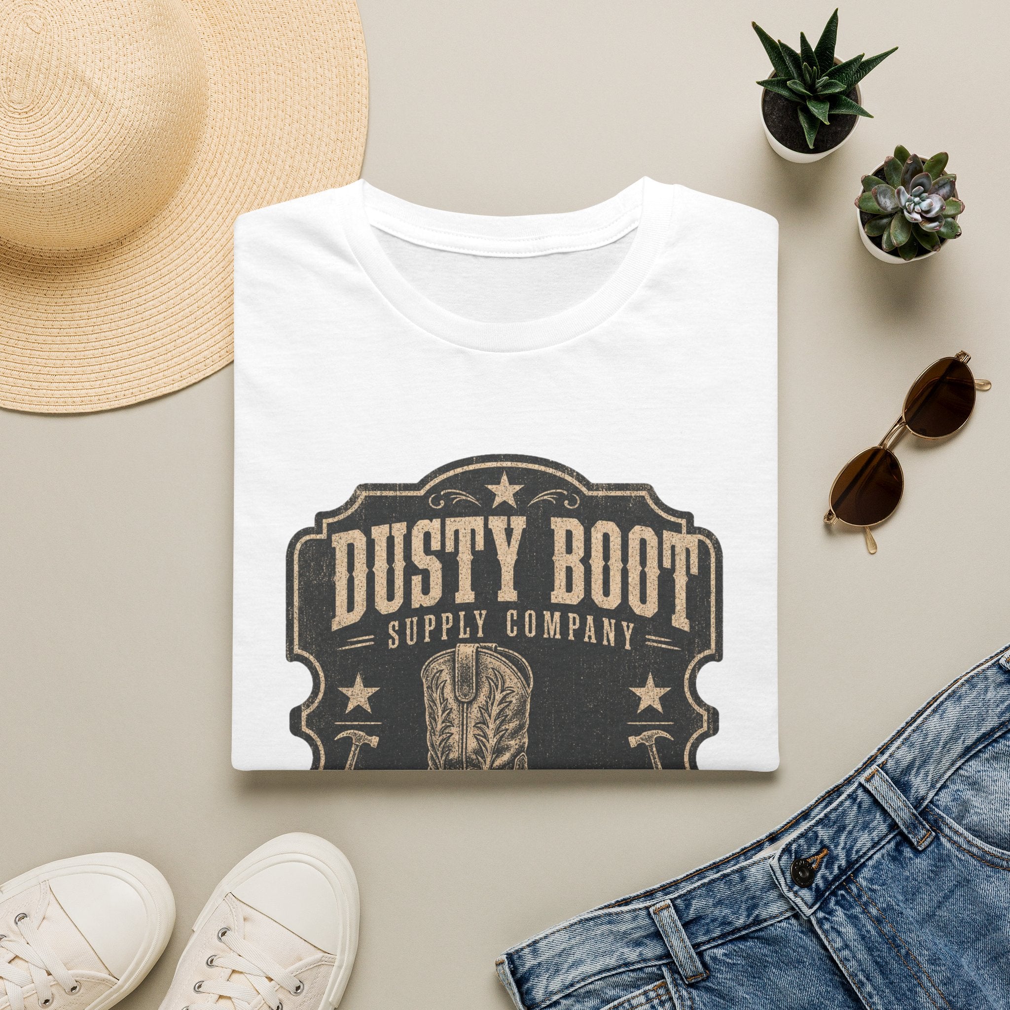 Dusty Boot Supply Company Vintage Western T‑Shirt — Cowboy Boot Graphic Tee