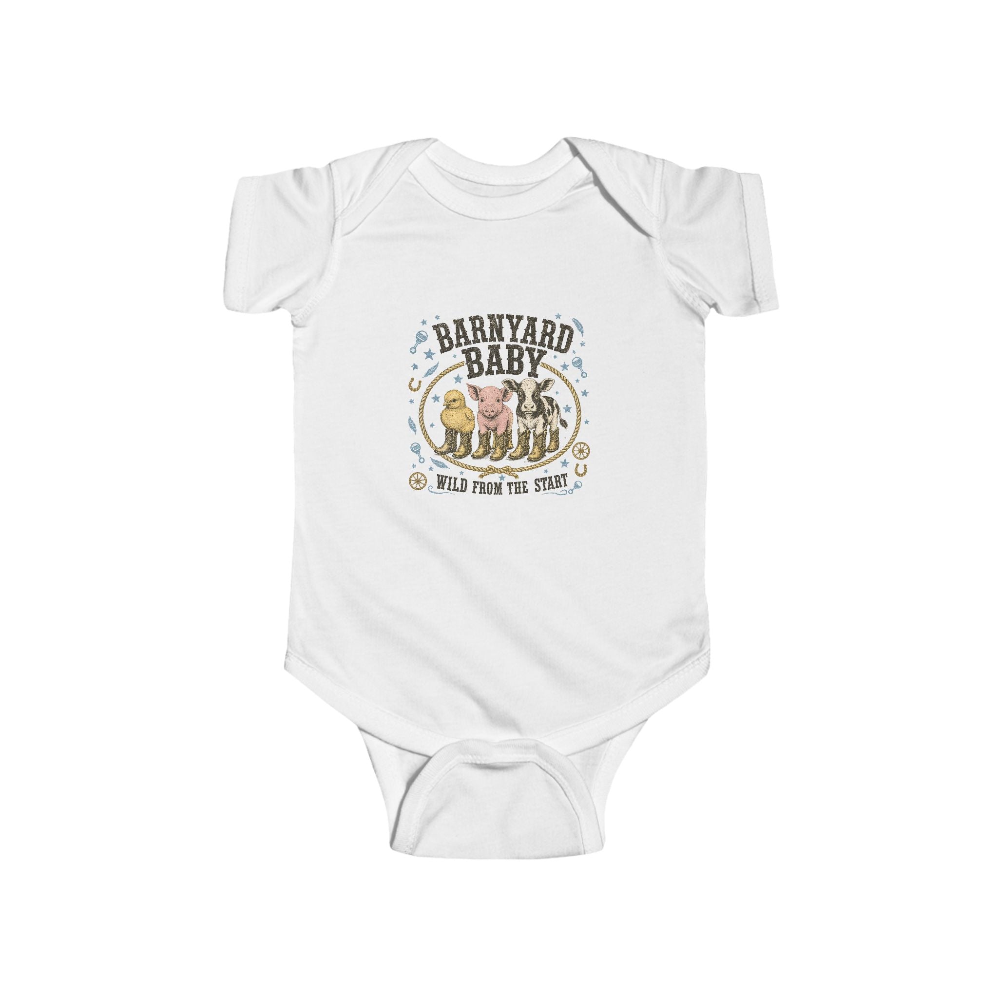 Baby Bodysuit — "Barnyard Baby" Farm Animal Infant Onesie