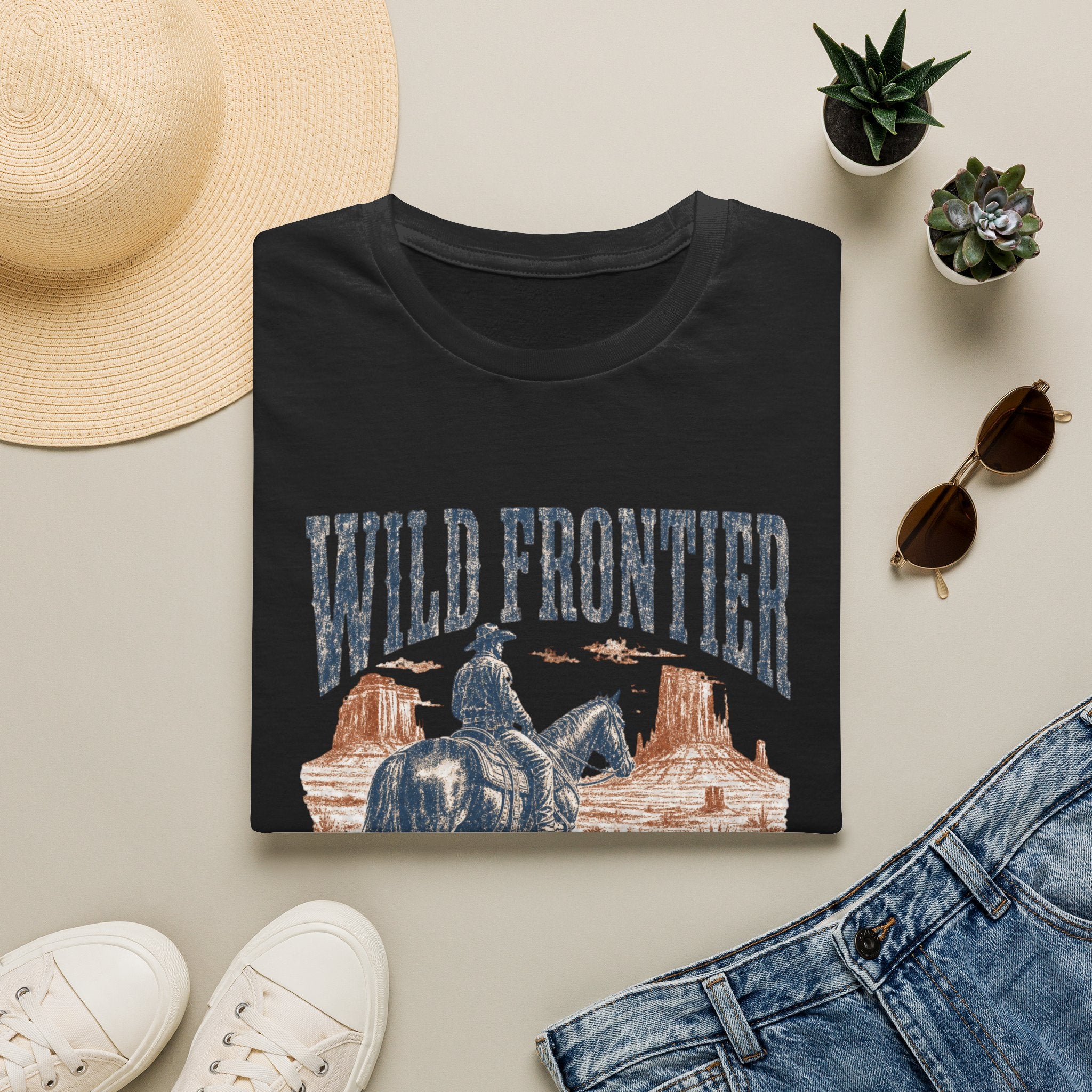Wild Frontier Graphic T-Shirt — Cowboy Rodeo Vintage Western Tee