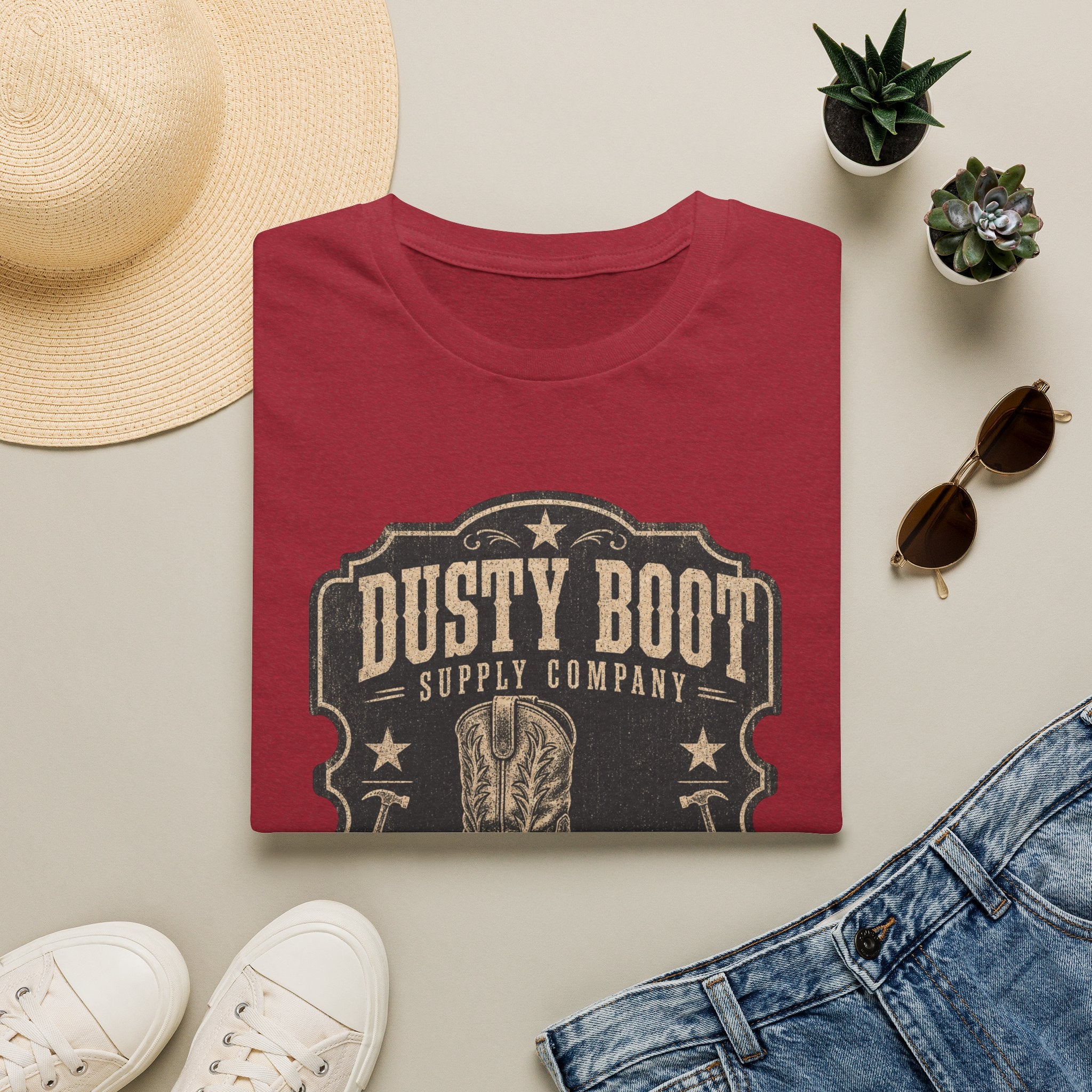 Dusty Boot Supply Company Vintage Western T‑Shirt — Cowboy Boot Graphic Tee