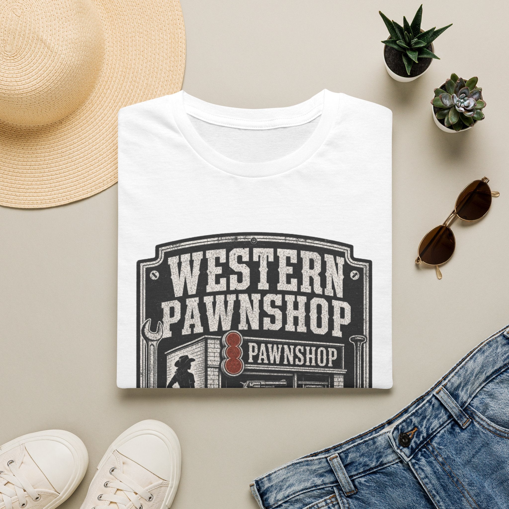 Western Pawnshop T-Shirt — Vintage Wild West Pawnshop Graphic Tee