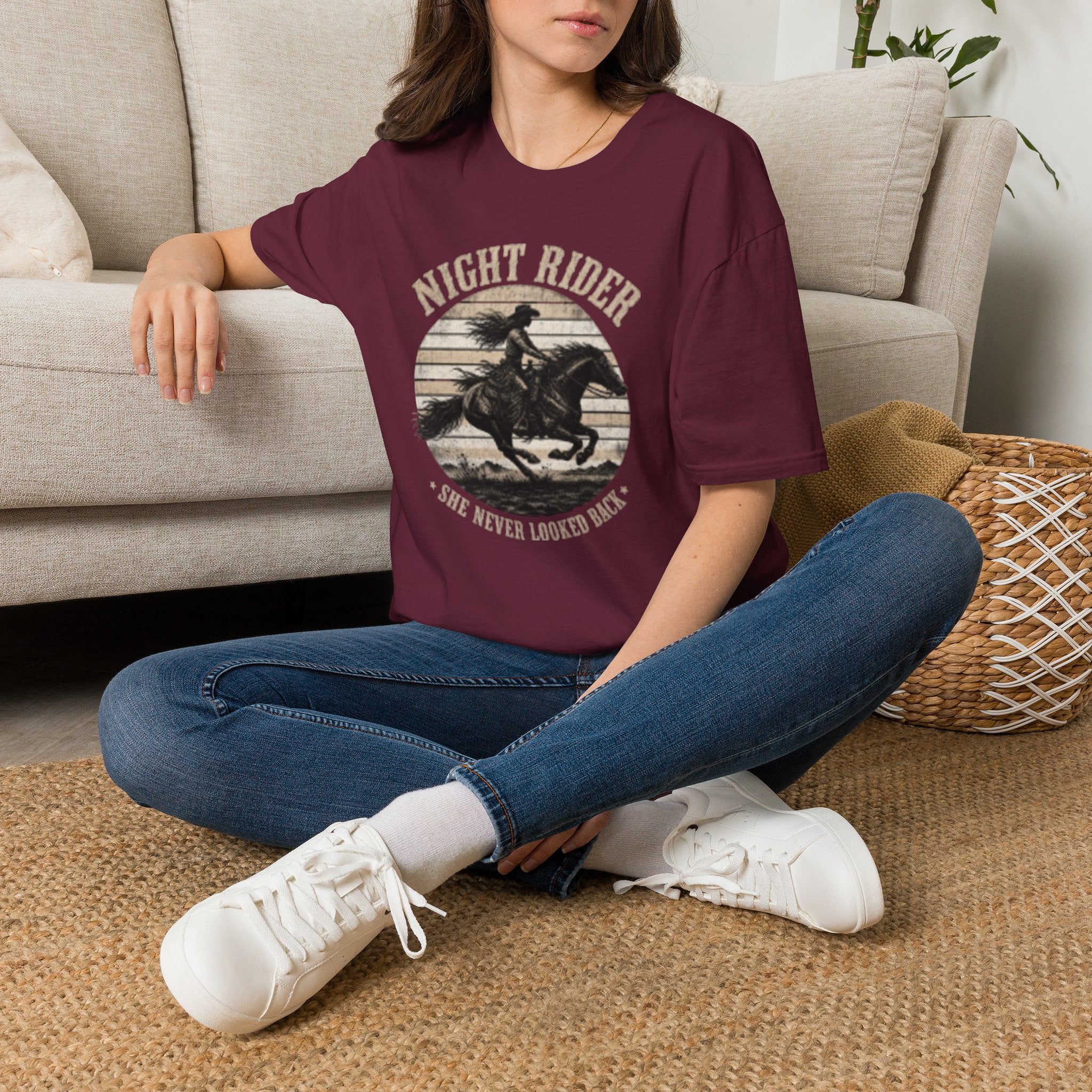 Night Rider Western Horse T-Shirt — Vintage Cowboy Equestrian Tee