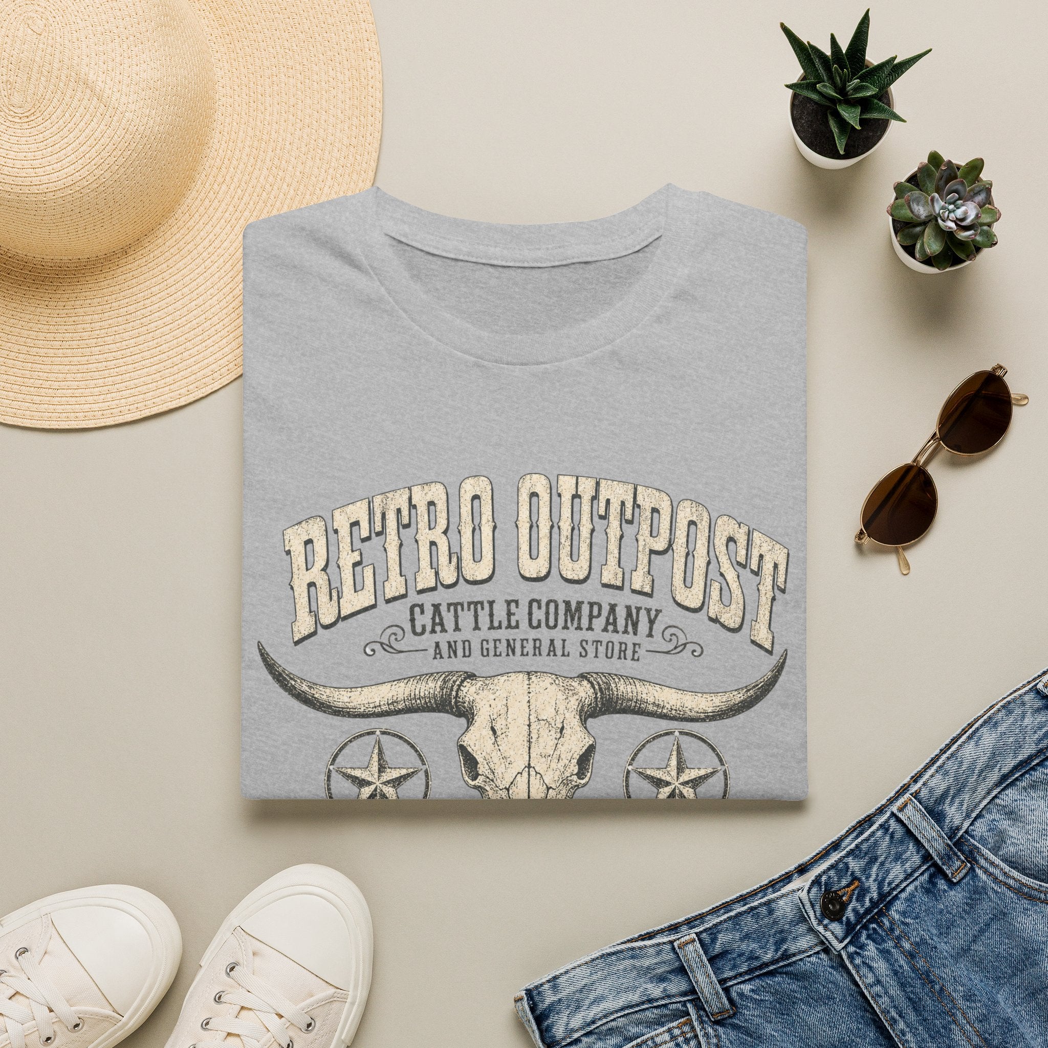 Retro Outpost T-Shirt — Vintage Cattle Company Skull Design