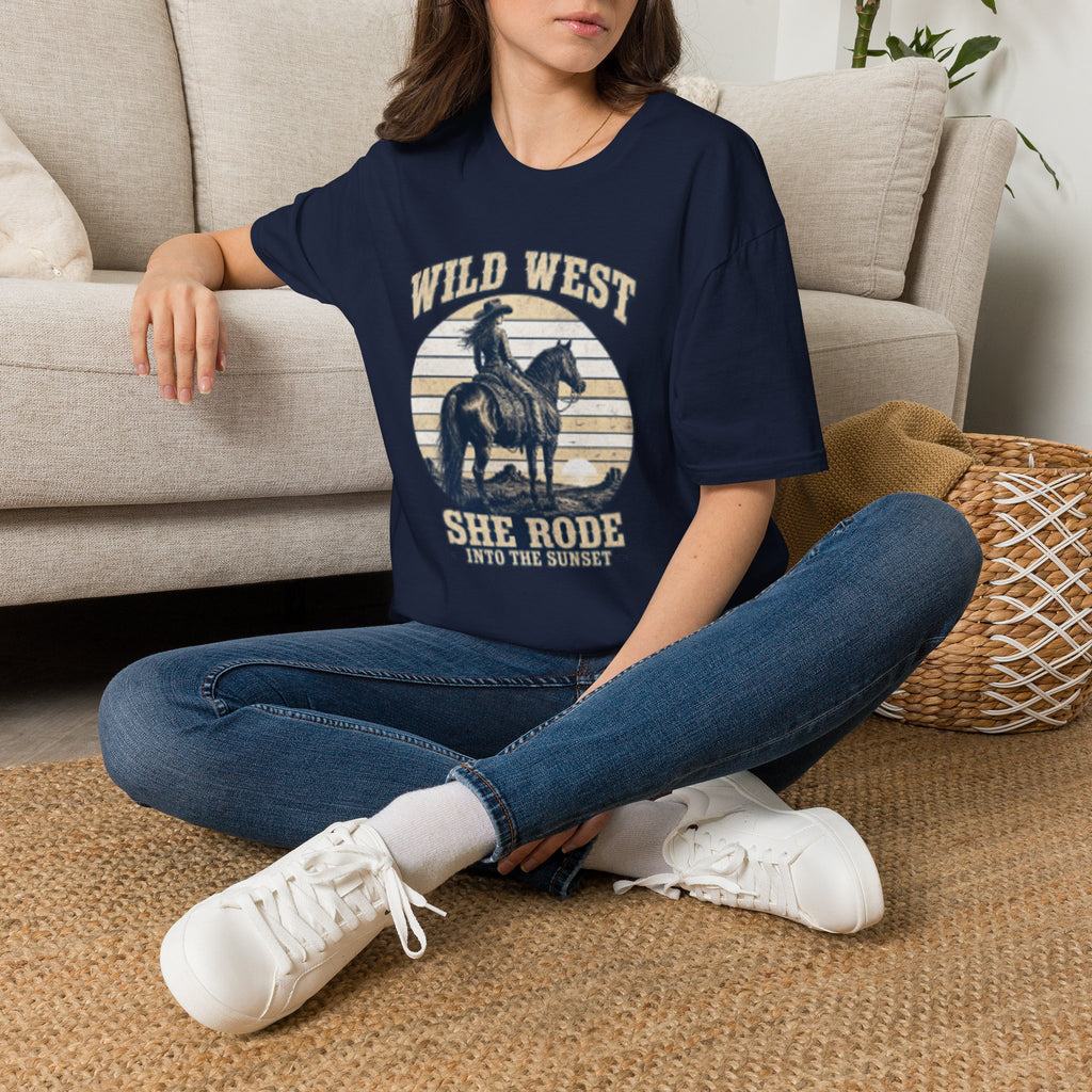 Wild West T-Shirt — Vintage Cowboy 'She Rode' Graphic