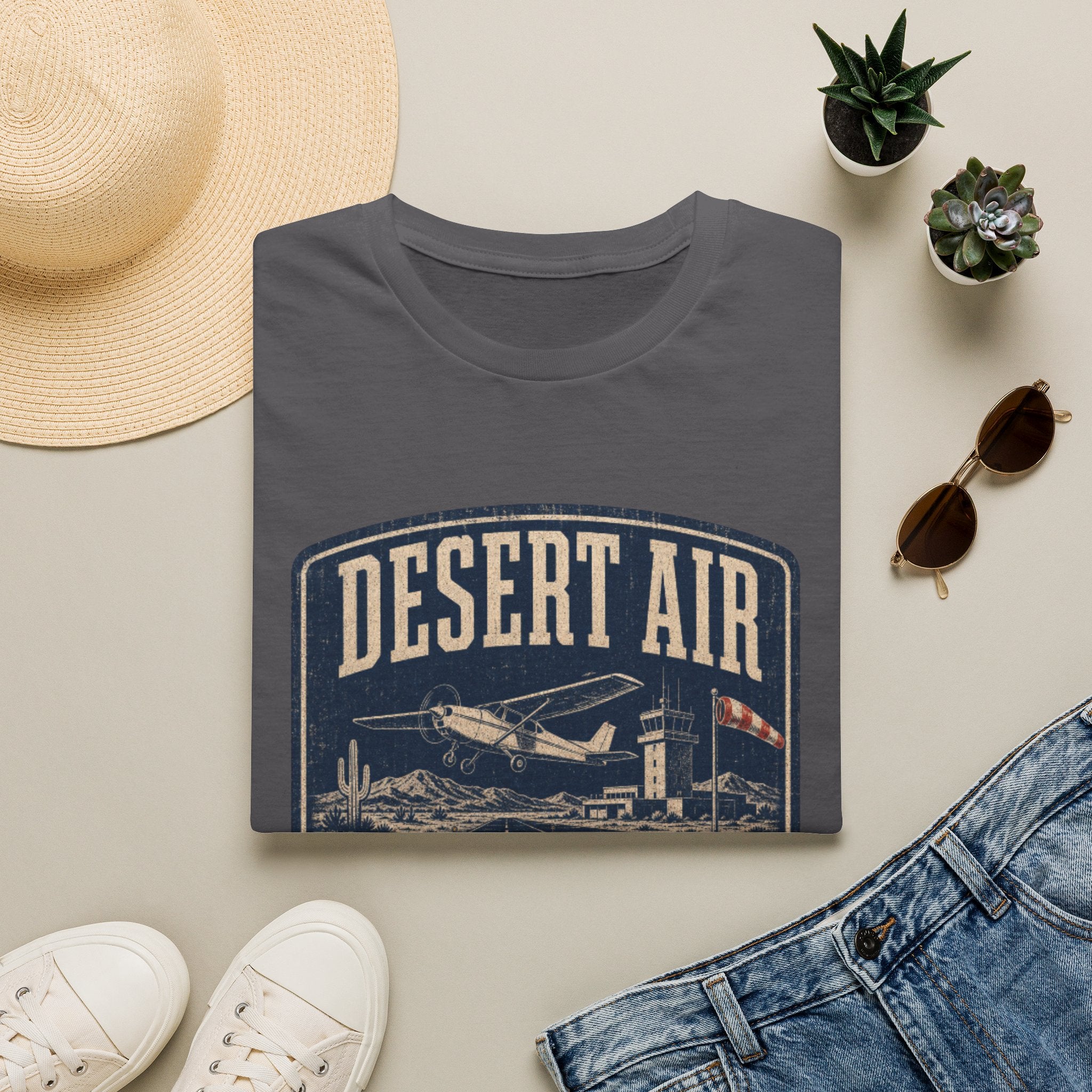 Desert Air Vintage Aviation T-Shirt — "Cleared for Takeoff" Plane Tee