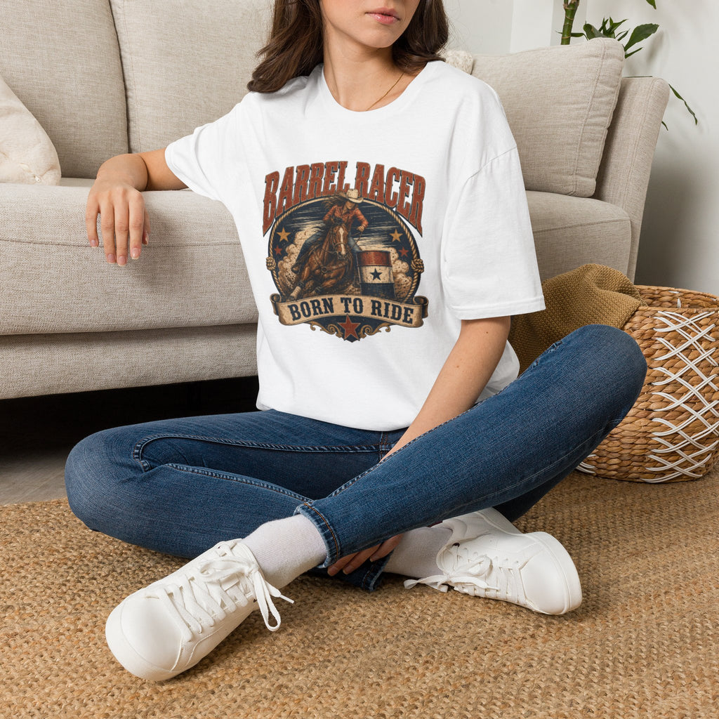 Barrel Racer T-Shirt — Vintage 'Born to Ride' Rodeo Graphic Tee