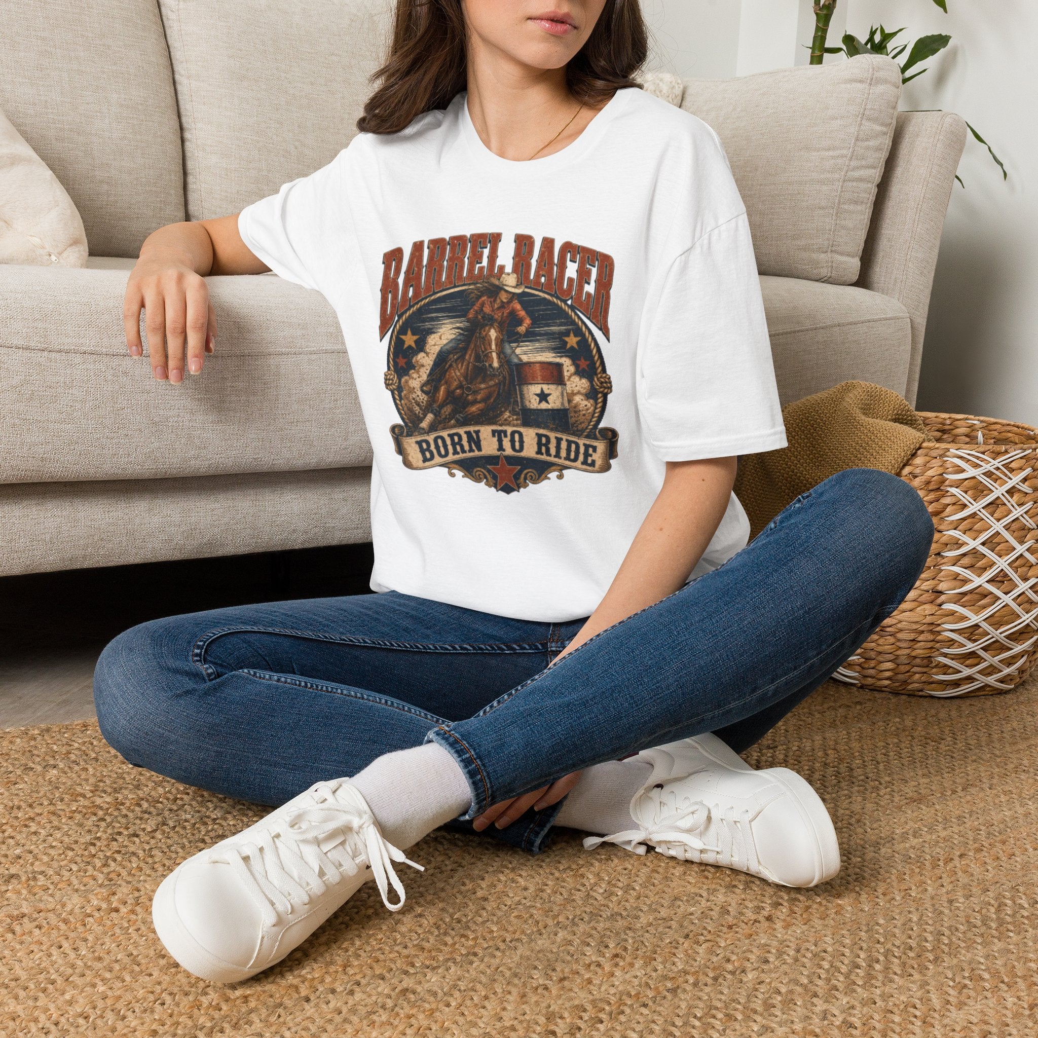 Barrel Racer T-Shirt — Vintage 'Born to Ride' Rodeo Graphic Tee