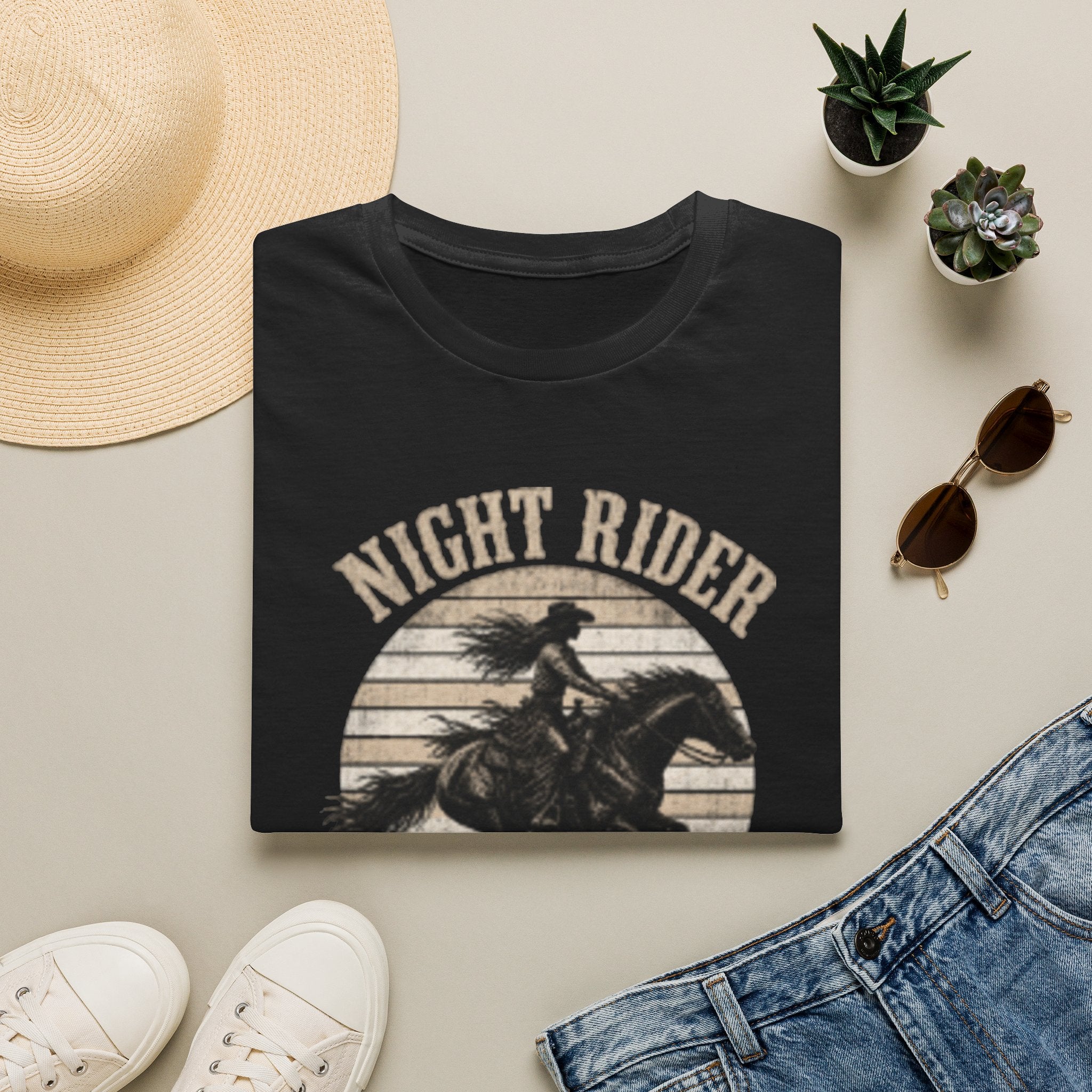 Night Rider Western Horse T-Shirt — Vintage Cowboy Equestrian Tee
