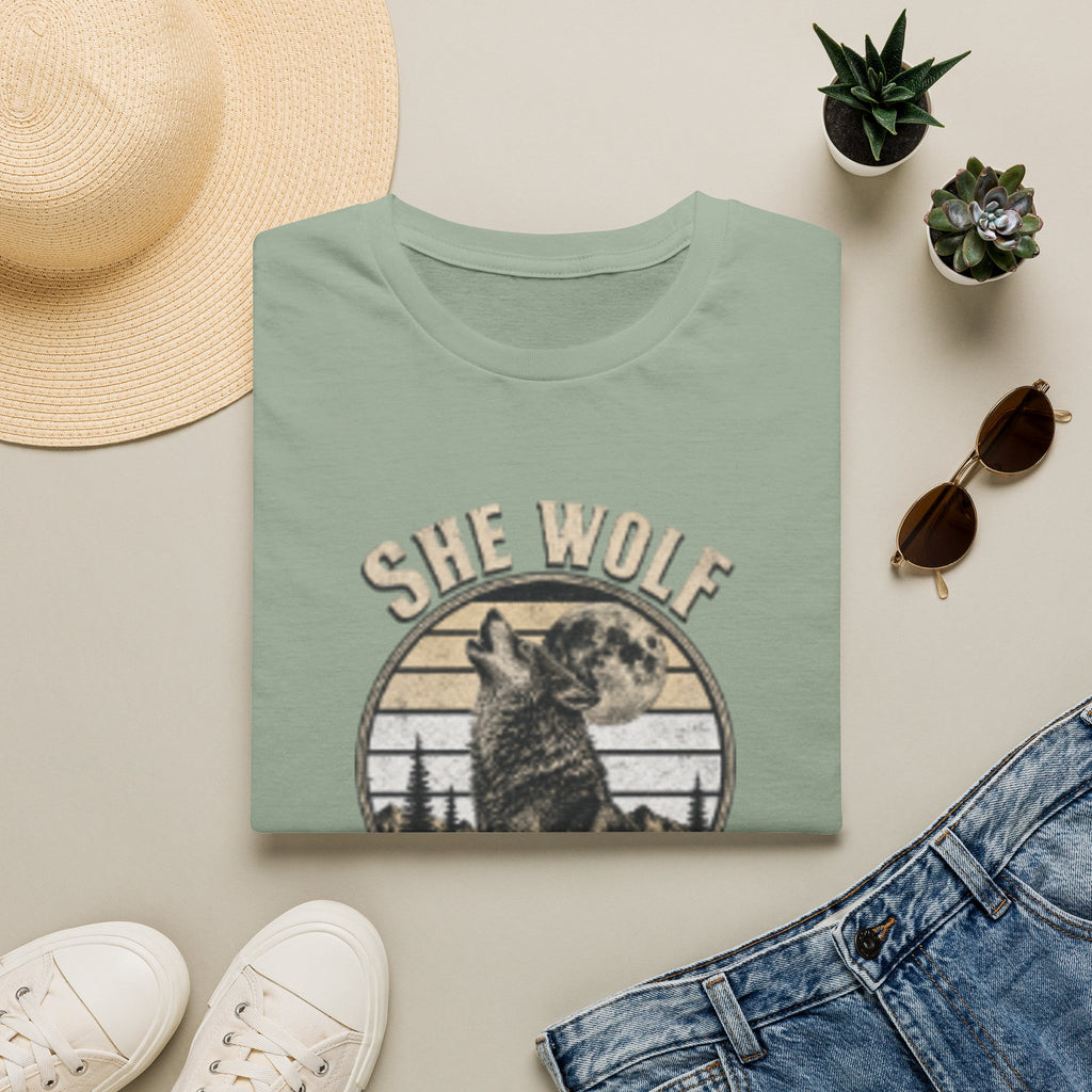 She Wolf T-Shirt — Retro Howling Wolf Moon Graphic