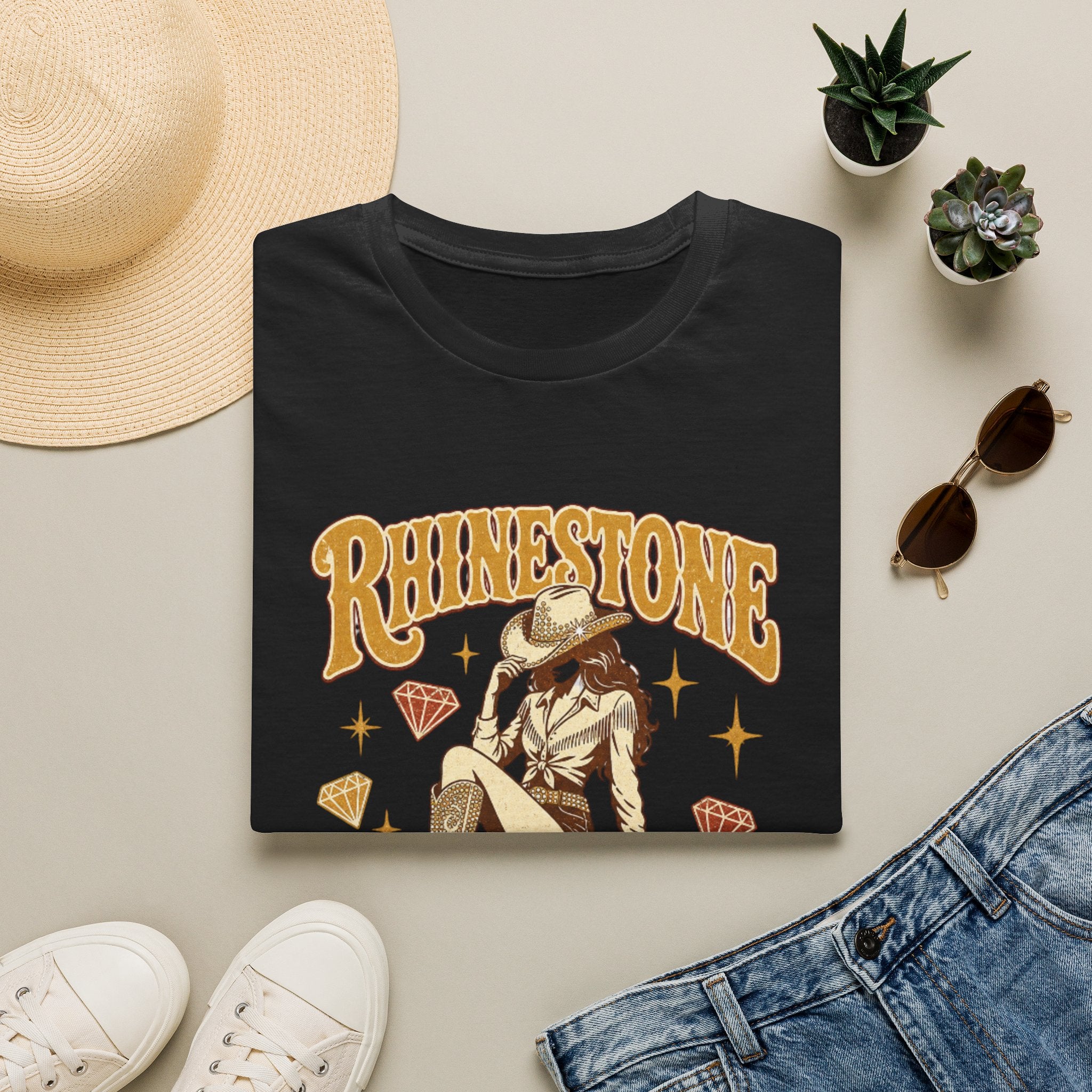 Rhinestone Cowgirl T-Shirt — Vintage Western Sparkle Tee