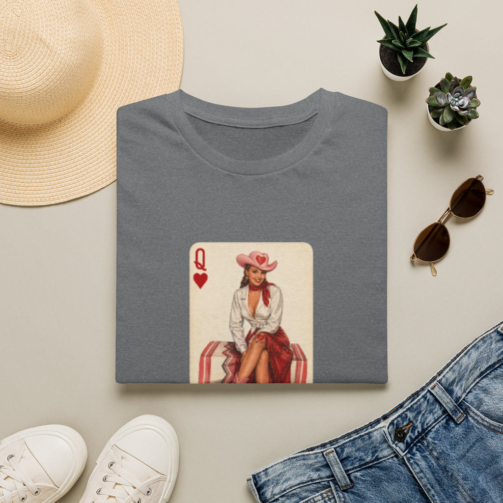 Queen of Hearts Cowboy T‑Shirt — Vintage Playing Card Western Graphic Tee