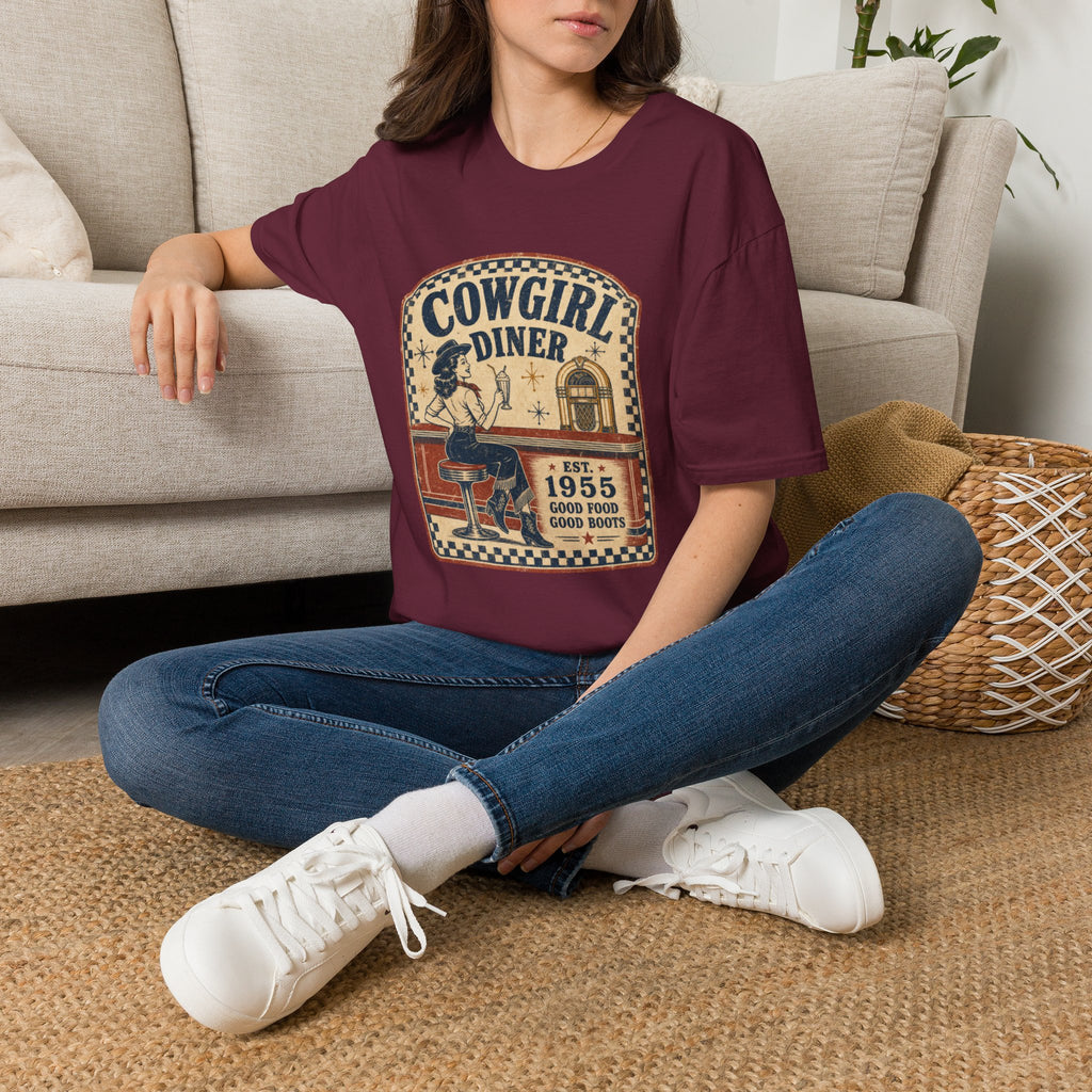 Cowgirl Diner Vintage Tee — Retro Western 'Cowgirl Diner' Graphic T-Shirt