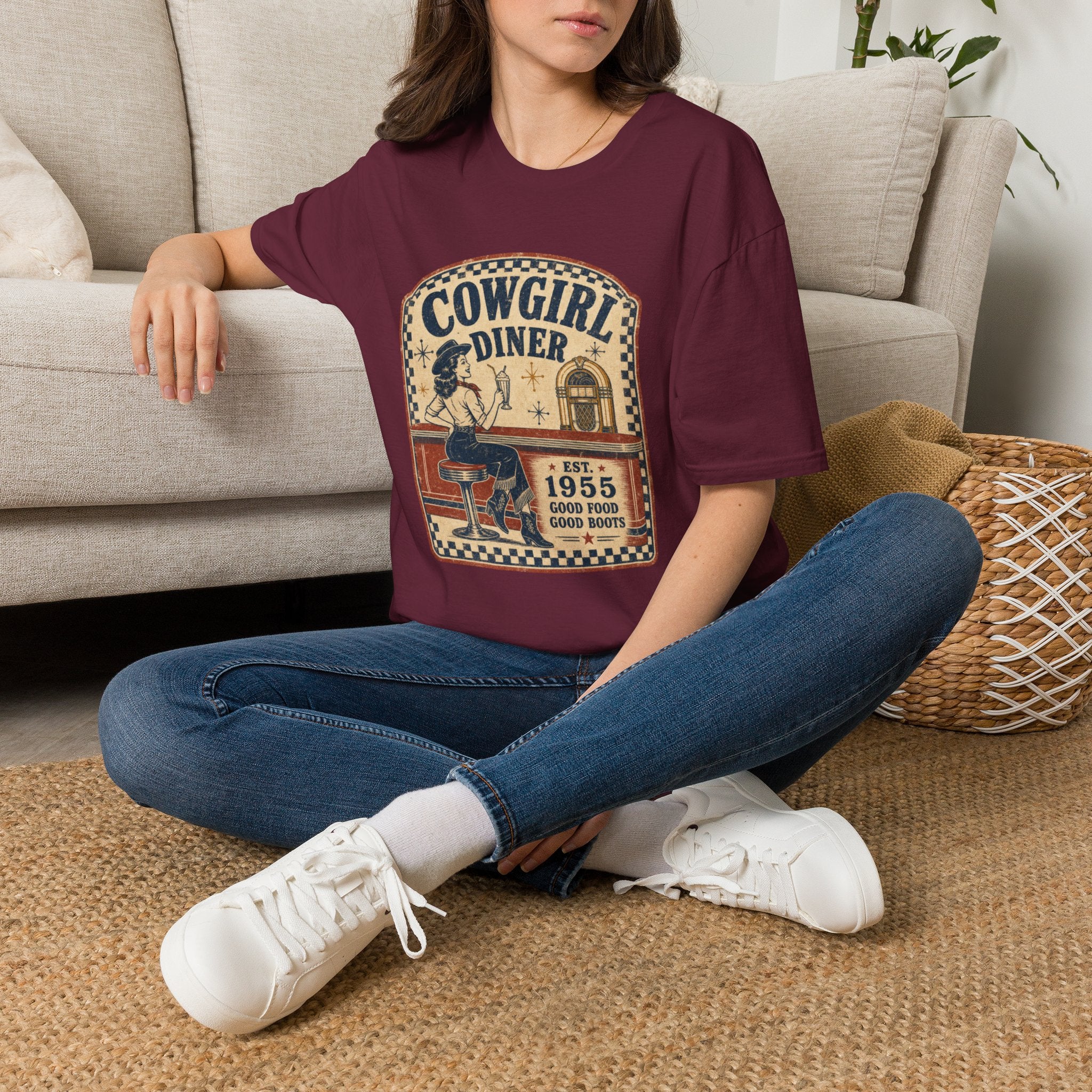 Cowgirl Diner Vintage Tee — Retro Western 'Cowgirl Diner' Graphic T-Shirt