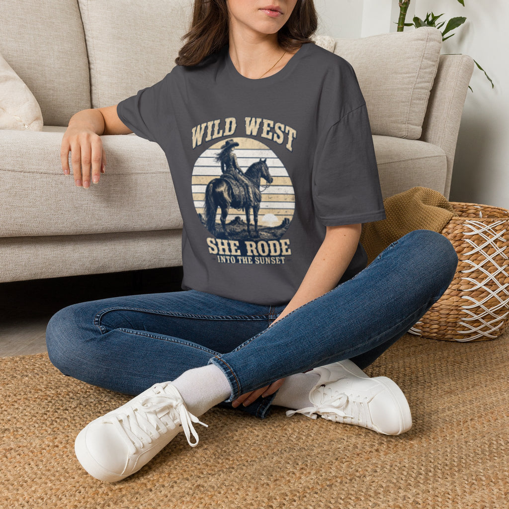 Wild West T-Shirt — Vintage Cowboy 'She Rode' Graphic