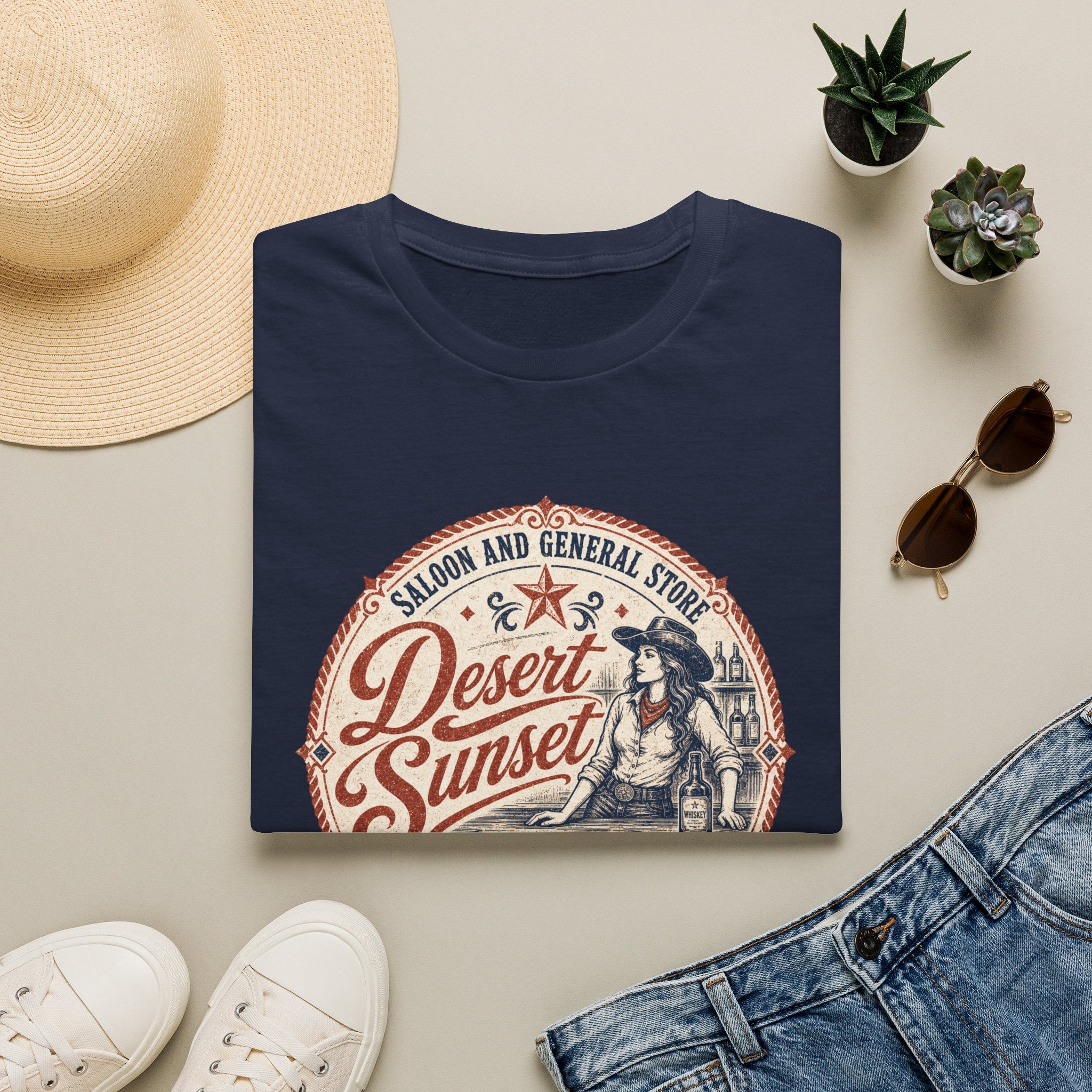 Desert Sunset Saloon T-Shirt — Vintage Western Cowgirl Graphic Tee