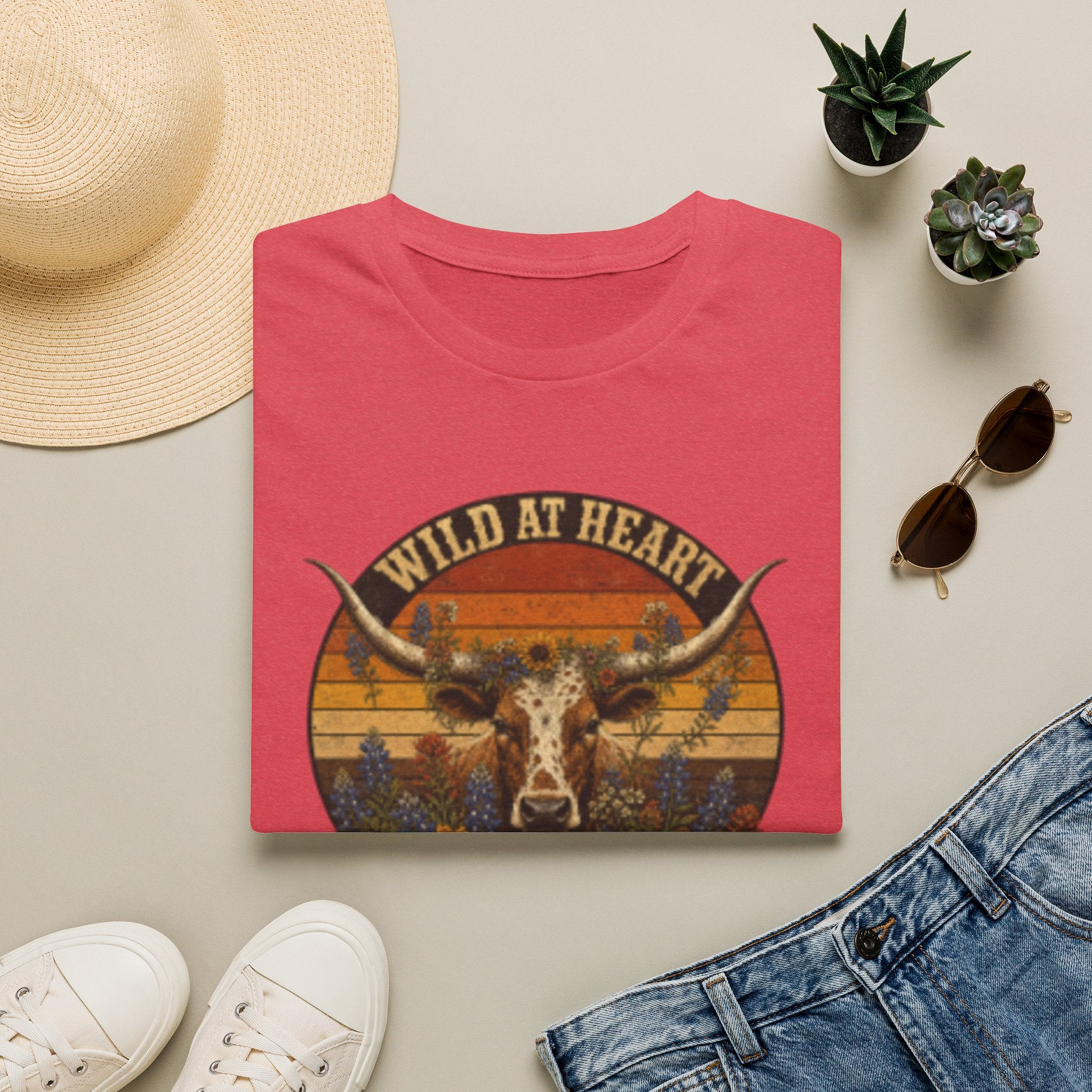 Wild At Heart Texas Born T-Shirt — Vintage Longhorn Graphic