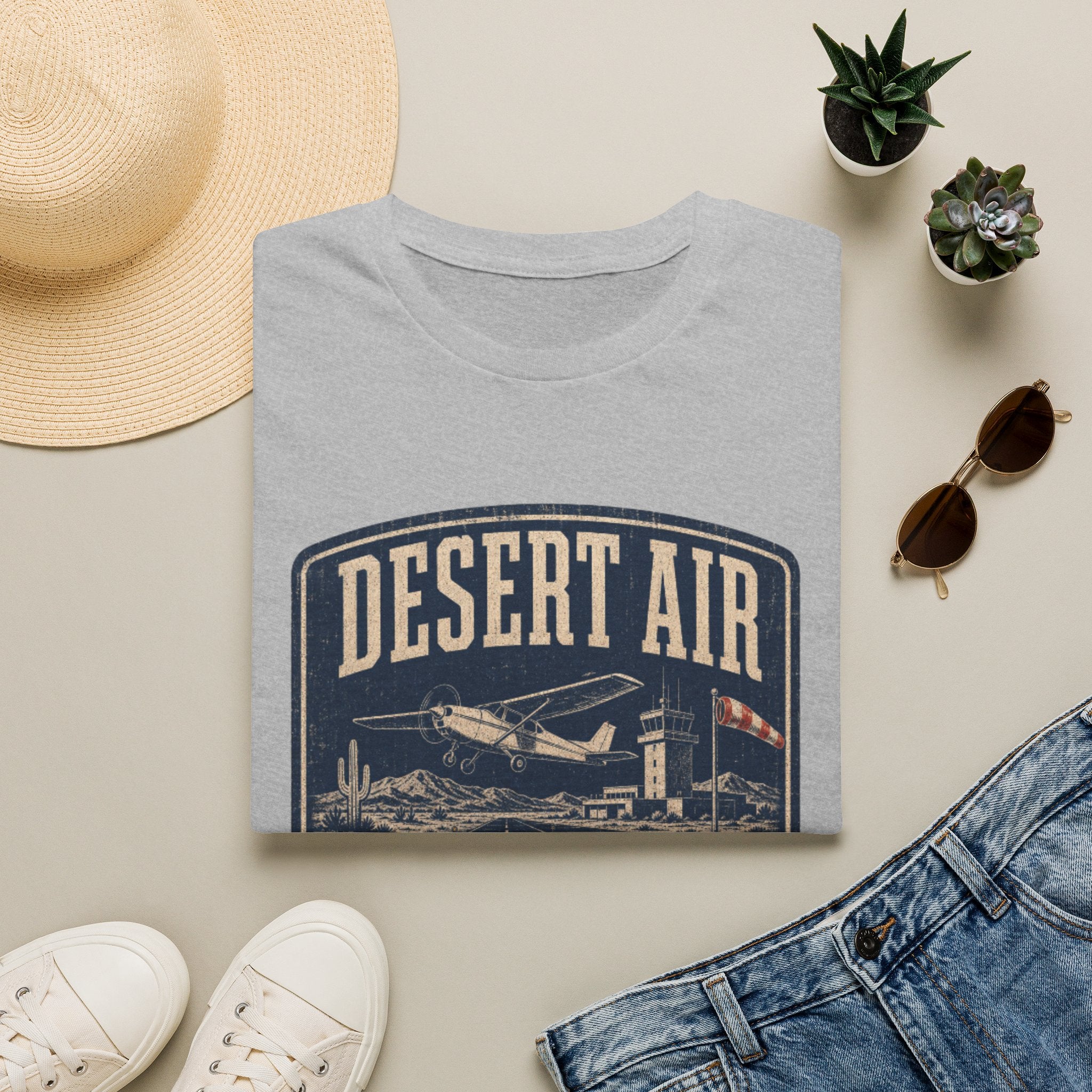 Desert Air Vintage Aviation T-Shirt — "Cleared for Takeoff" Plane Tee