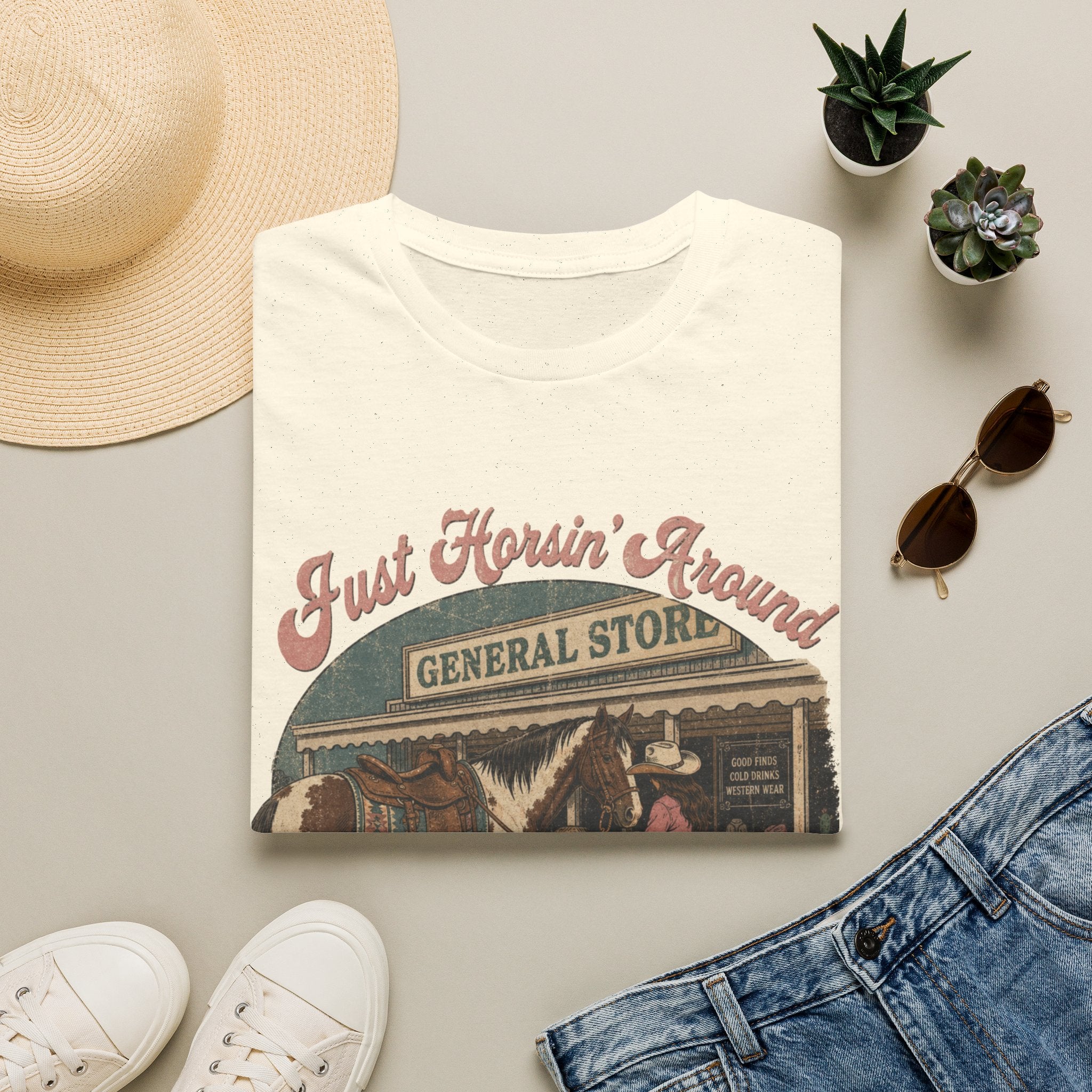 Just Horsin' Around T‑Shirt — Vintage Western General Store Graphic