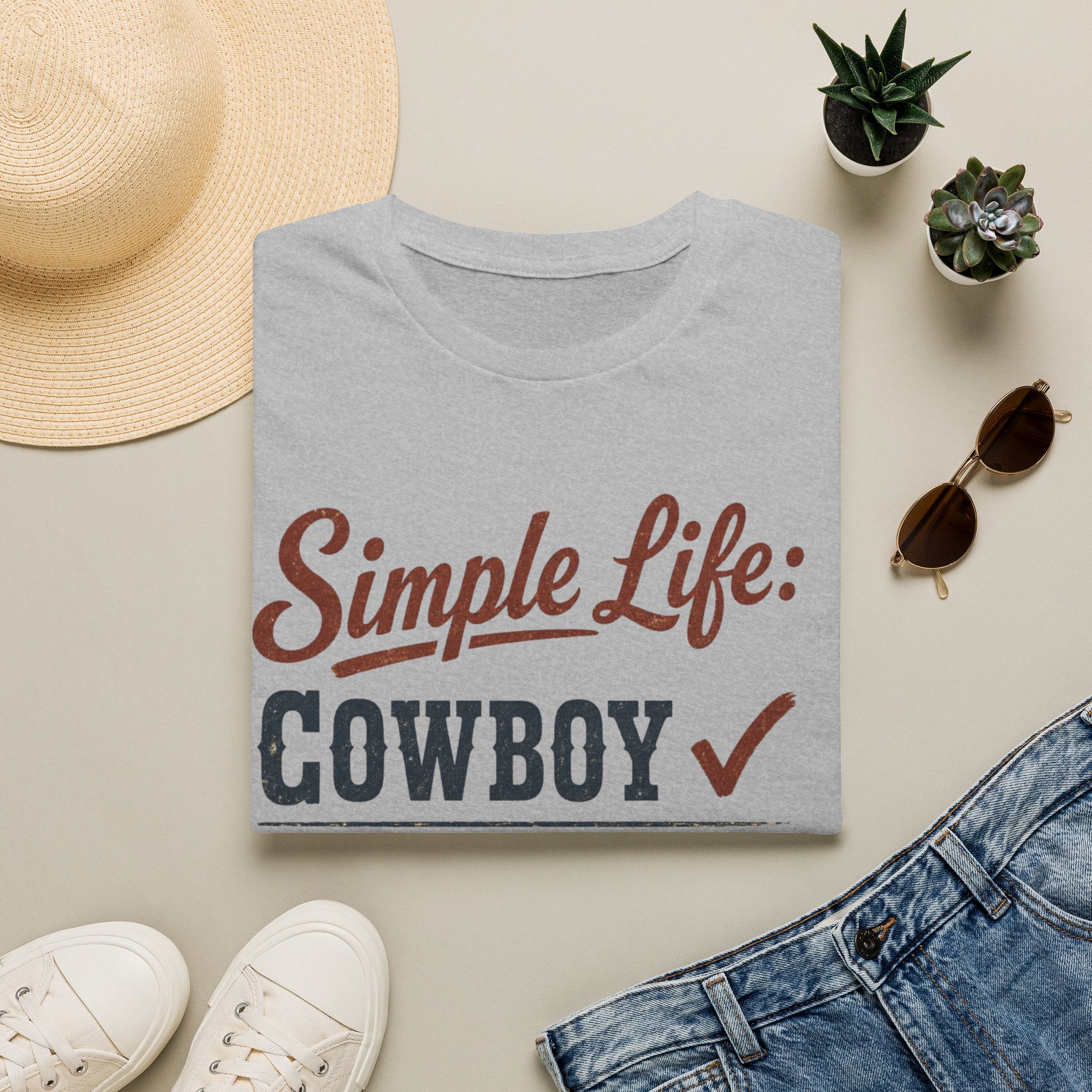 Simple Life: Cowboy T-Shirt — Graphic Western Tee for Ranchers & Country Lovers